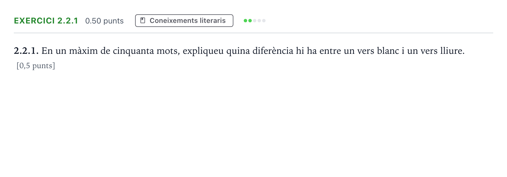 Enunciado: Ejercicio 2.2.1 · Lengua Catalana y Literatura II Selectividad Cataluña Setembre Serie 3 2025