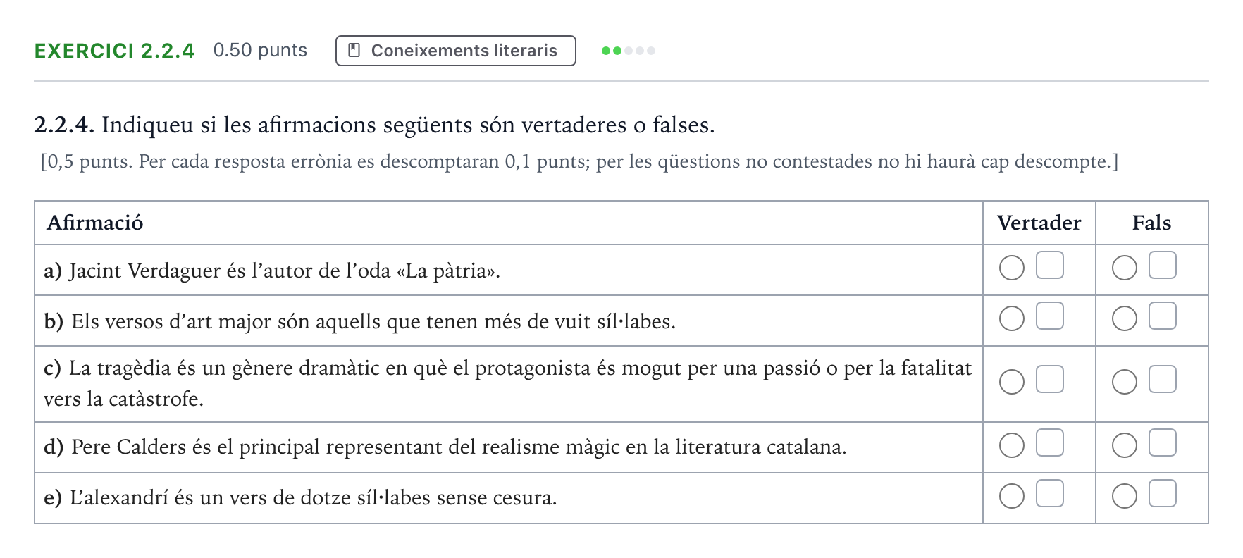 Enunciado: Ejercicio 2.2.4 · Lengua Catalana y Literatura II Selectividad Cataluña Setembre Serie 3 2025