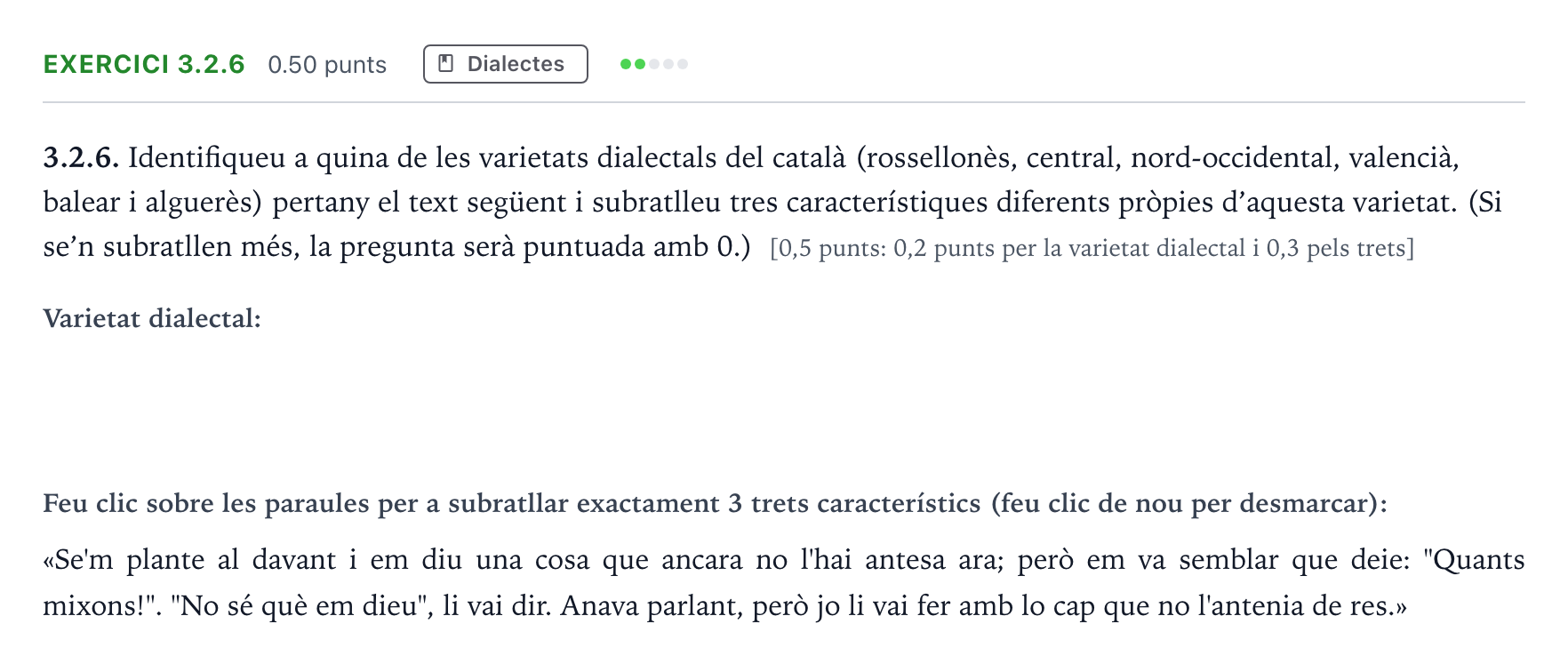 Enunciado: Ejercicio 3.2.6 · Lengua Catalana y Literatura II Selectividad Cataluña Setembre Serie 3 2025
