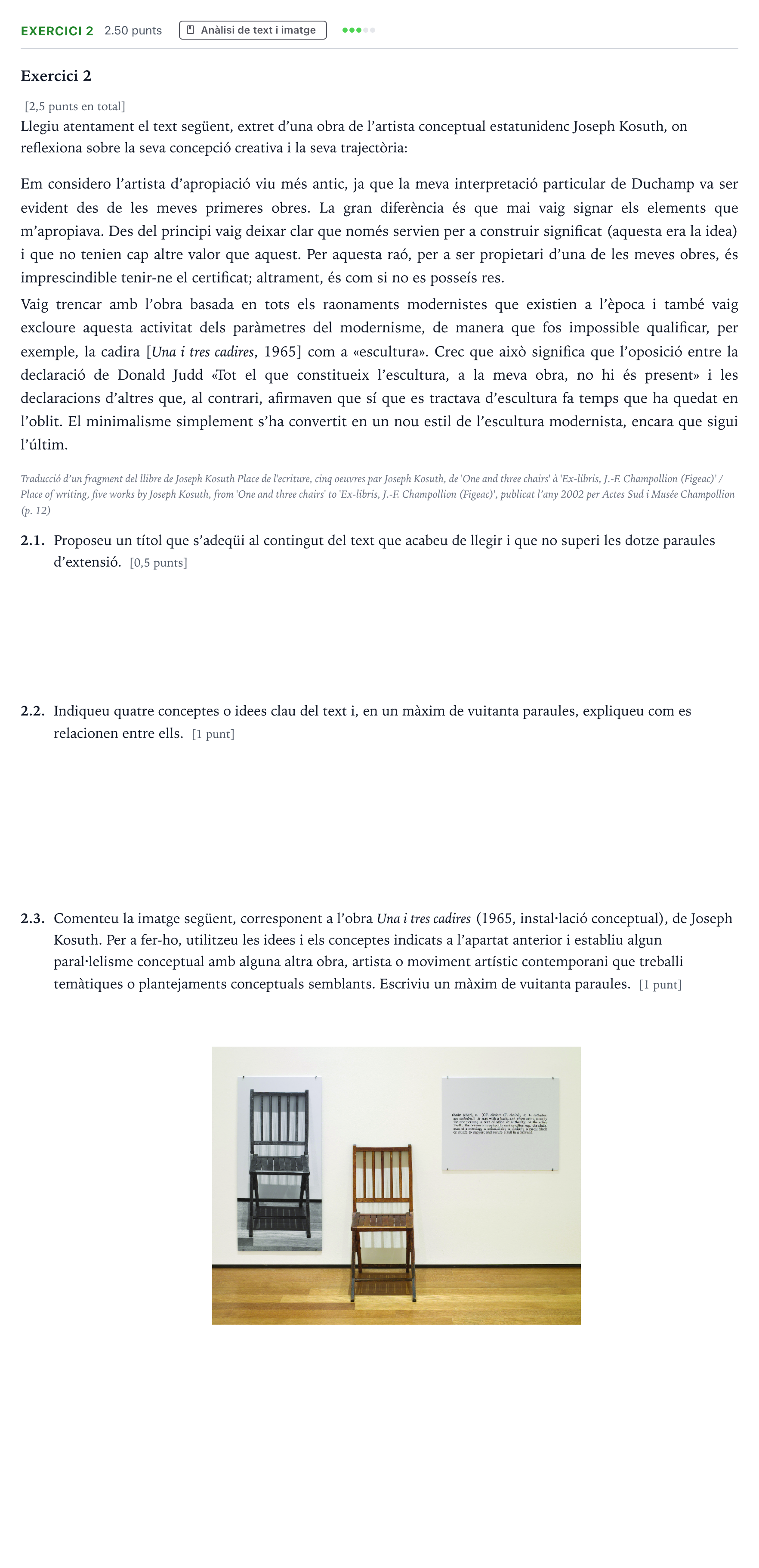 Enunciado: Exercici 2 · Movimientos Culturales y Artísticos Selectividad Cataluña Juny Serie 1 2025