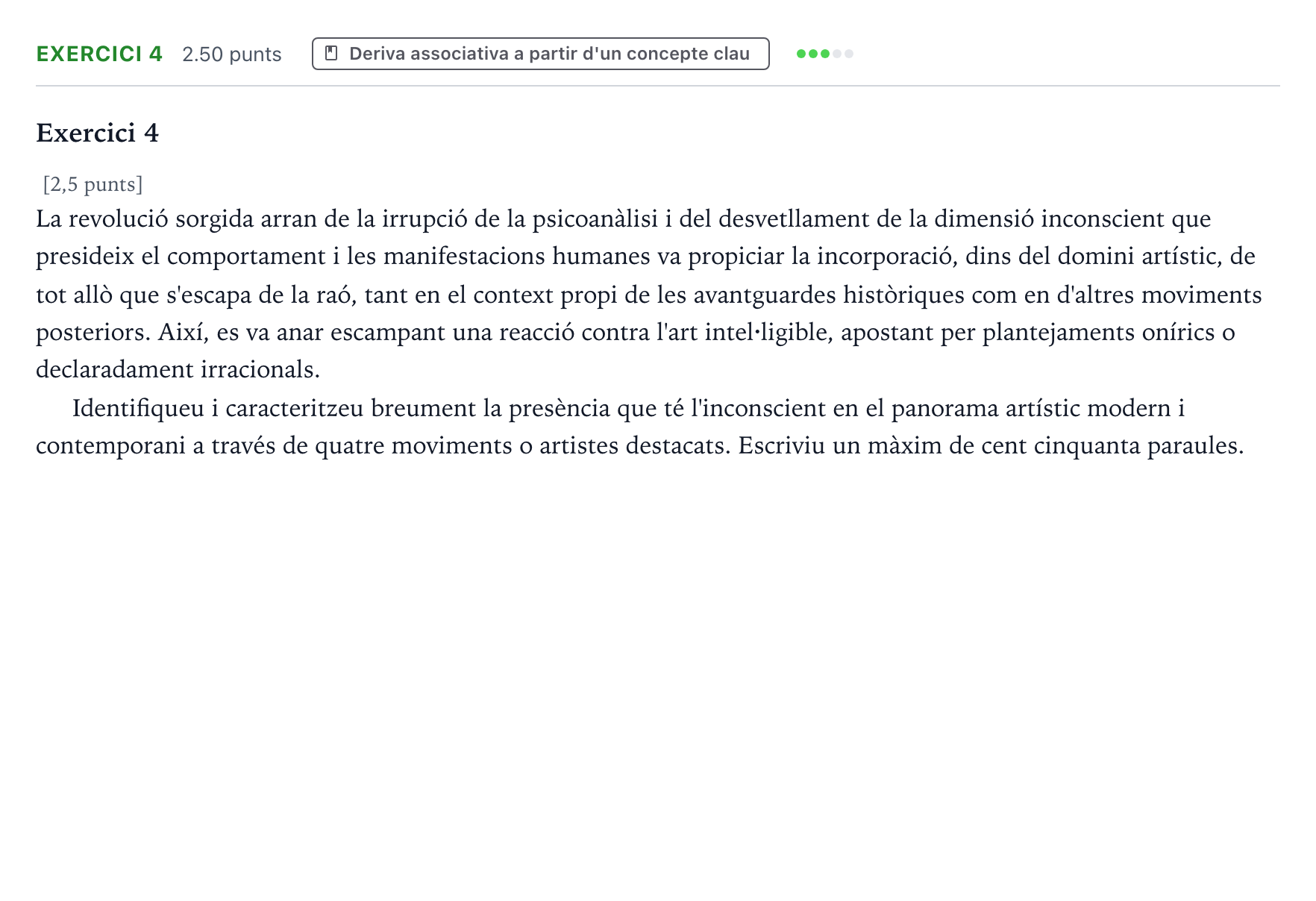 Enunciado: Exercici 4 · Movimientos Culturales y Artísticos Selectividad Cataluña Juny Serie 4 2025