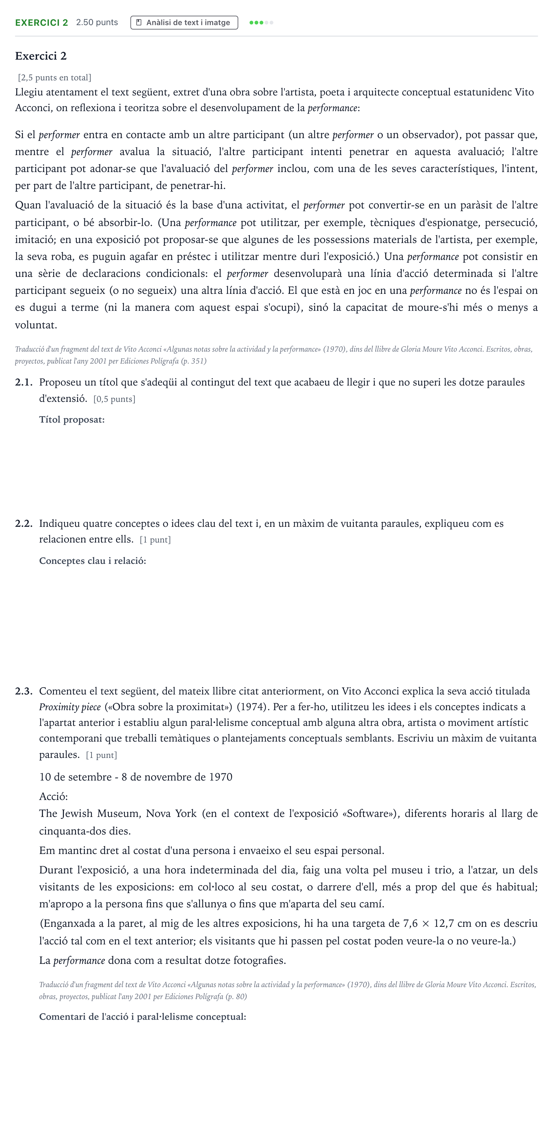 Enunciado: Exercici 2 · Movimientos Culturales y Artísticos Selectividad Cataluña Setembre Serie 3 2025