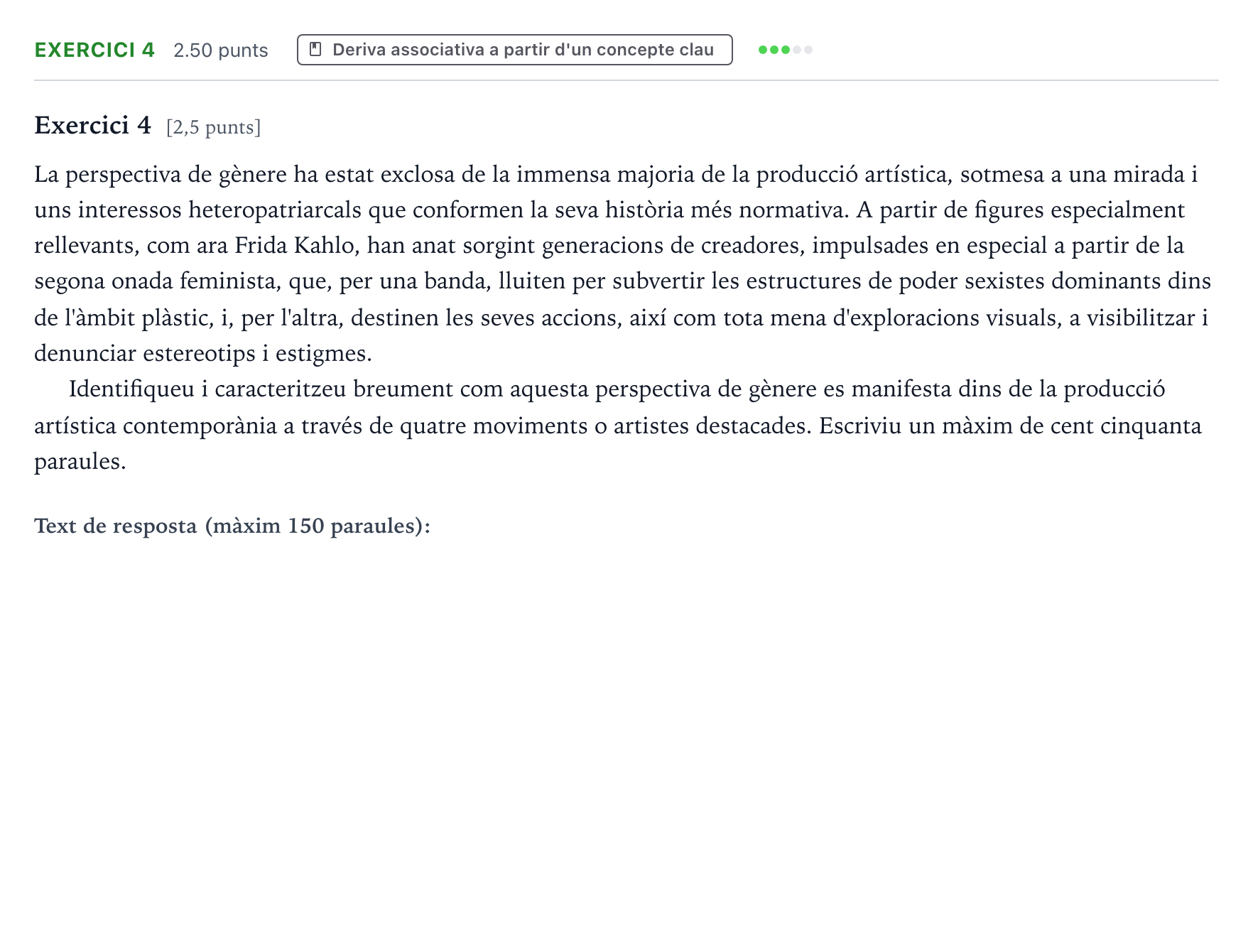 Enunciado: Exercici 4 · Movimientos Culturales y Artísticos Selectividad Cataluña Setembre Serie 3 2025