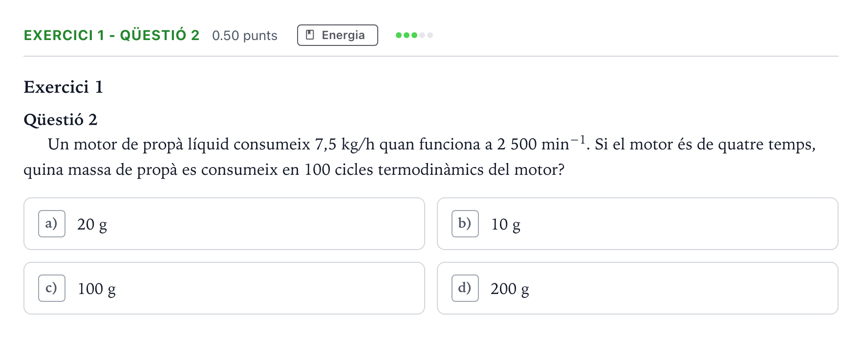 Enunciado: Exercici 1 - Qüestió 2 · Tecnologia Industrial Selectividad Cataluña Juny Serie 1 2025