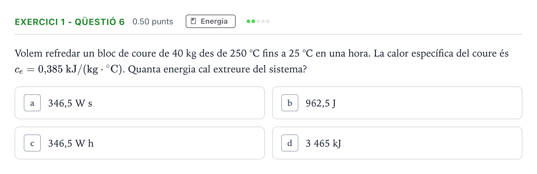 Enunciado: Exercici 1 - Qüestió 6 · Tecnologia Industrial Selectividad Cataluña Juny Serie 1 2025