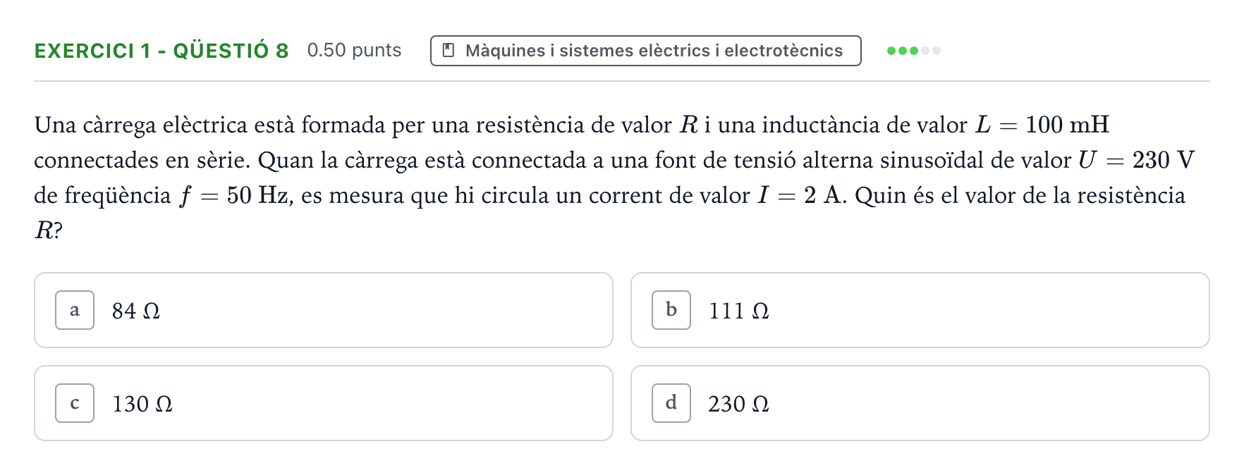 Enunciado: Exercici 1 - Qüestió 8 · Tecnologia Industrial Selectividad Cataluña Juny Serie 1 2025