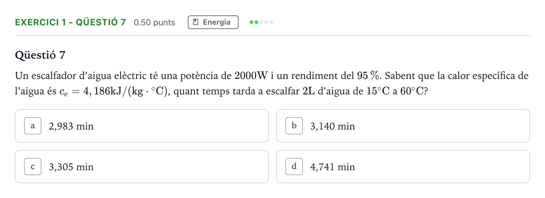 Enunciado: Exercici 1 - Qüestió 7 · Tecnologia Industrial Selectividad Cataluña Juny Serie 4 2025