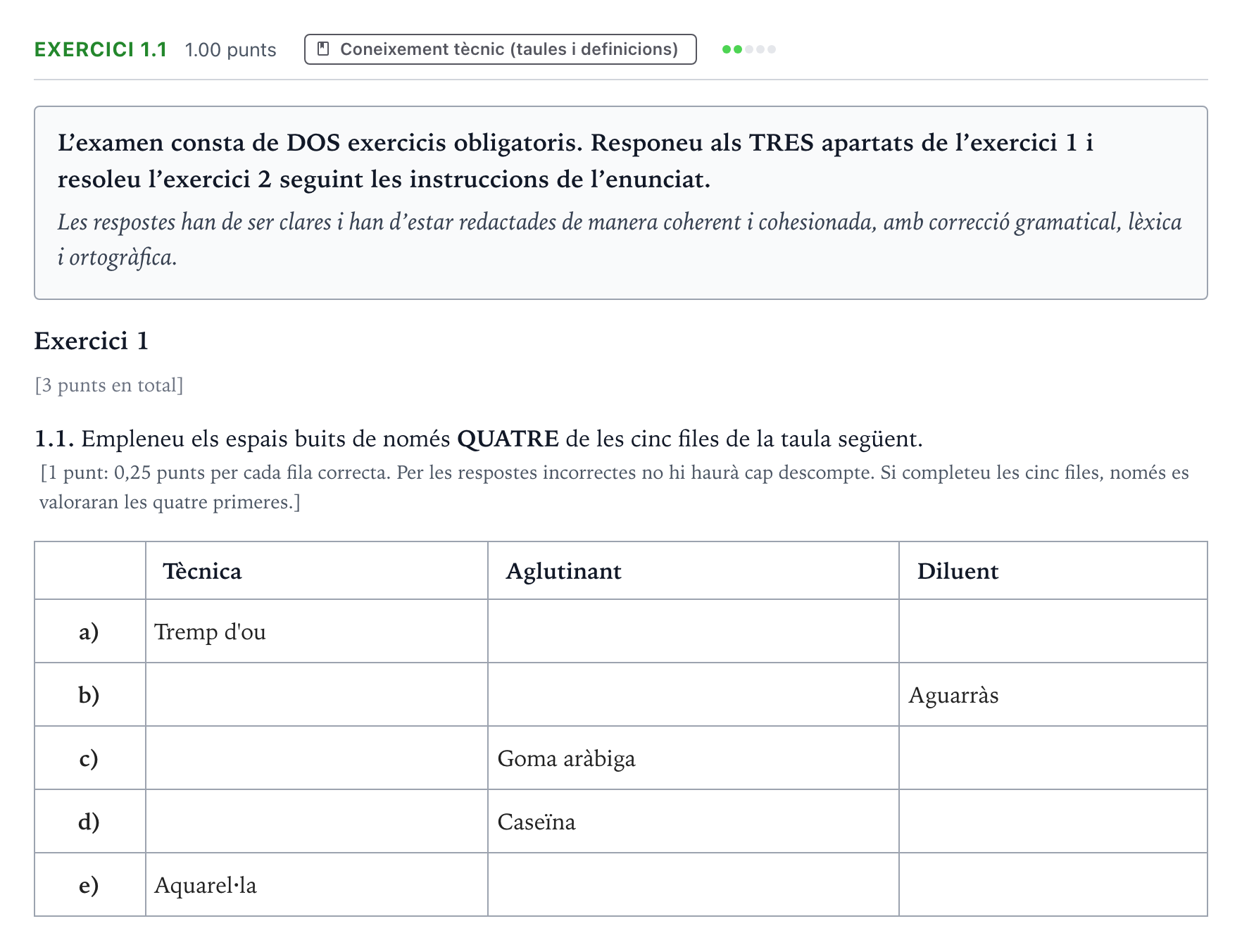 Enunciado: Ejercicio 1.1 - Coneixement tècnic · Técnicas de Expresión Gráfico-Plástica Selectividad Cataluña Juny Serie 1 2025