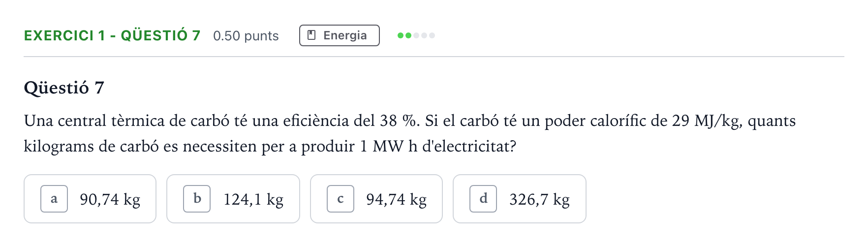 Enunciado: Exercici 1 - Qüestió 7 · Tecnologia Industrial Selectividad Cataluña Setembre Serie 3 2025