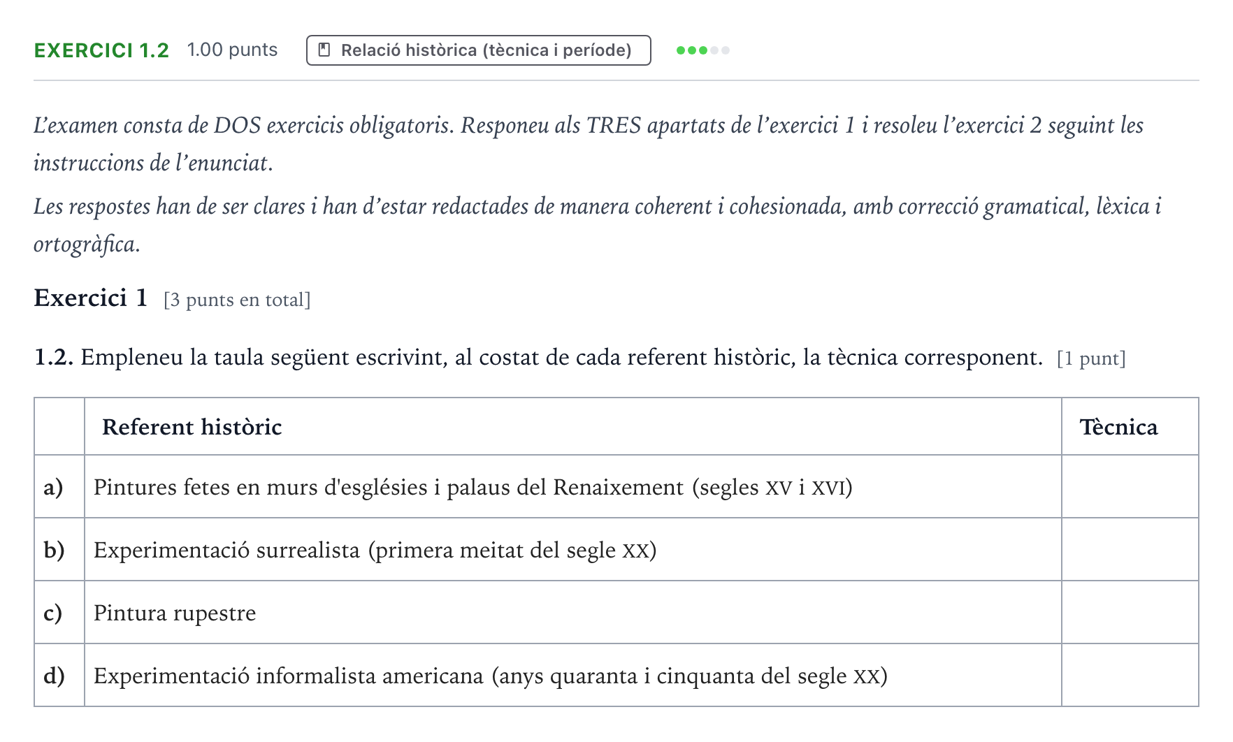 Enunciado: Exercici 1.2 · Técnicas de Expresión Gráfico-Plástica Selectividad Cataluña Juny Serie 4 2025