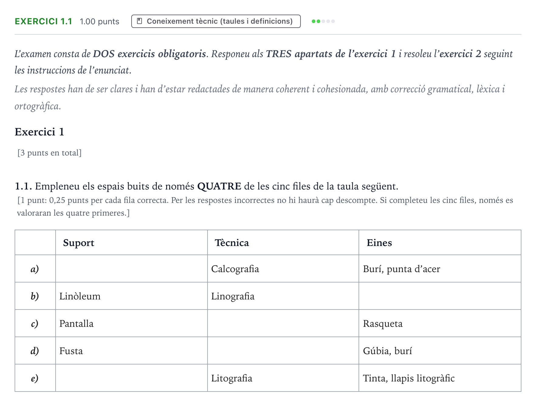 Enunciado: Ejercicio 1.1 · Técnicas de Expresión Gráfico-Plástica Selectividad Cataluña Setembre Serie 3 2025