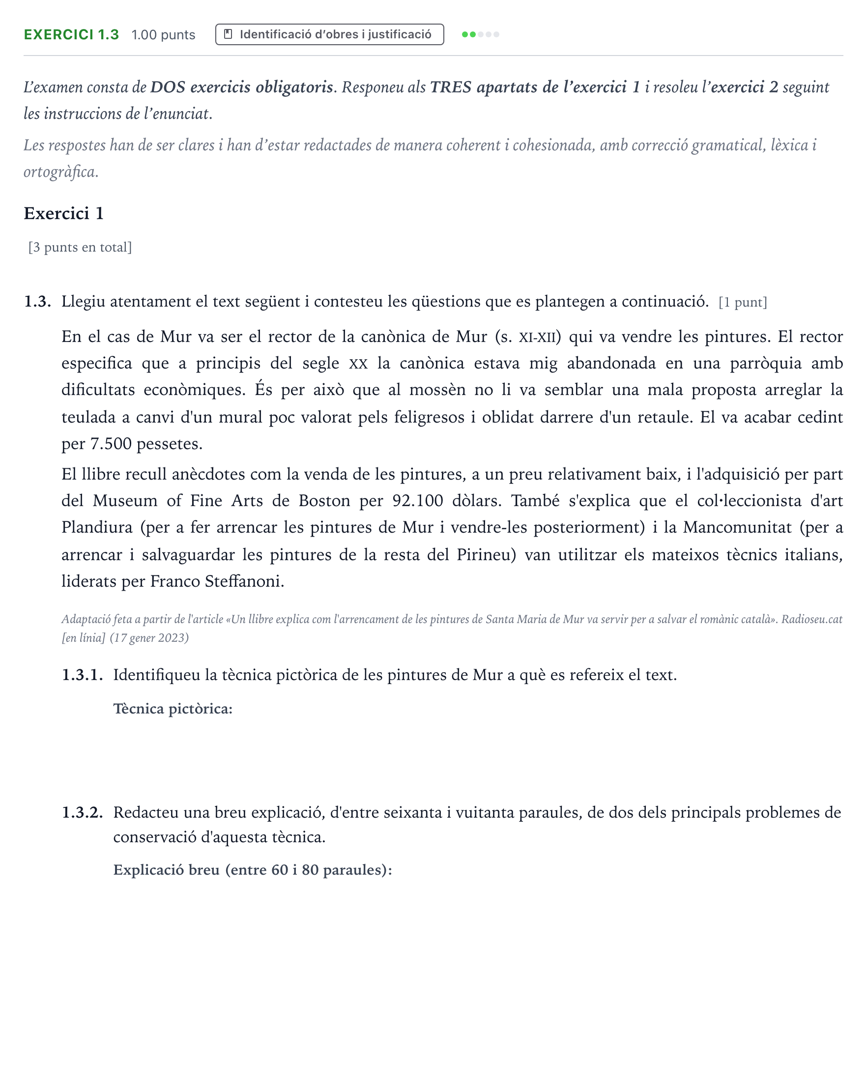 Enunciado: Ejercicio 1.3 · Técnicas de Expresión Gráfico-Plástica Selectividad Cataluña Setembre Serie 3 2025