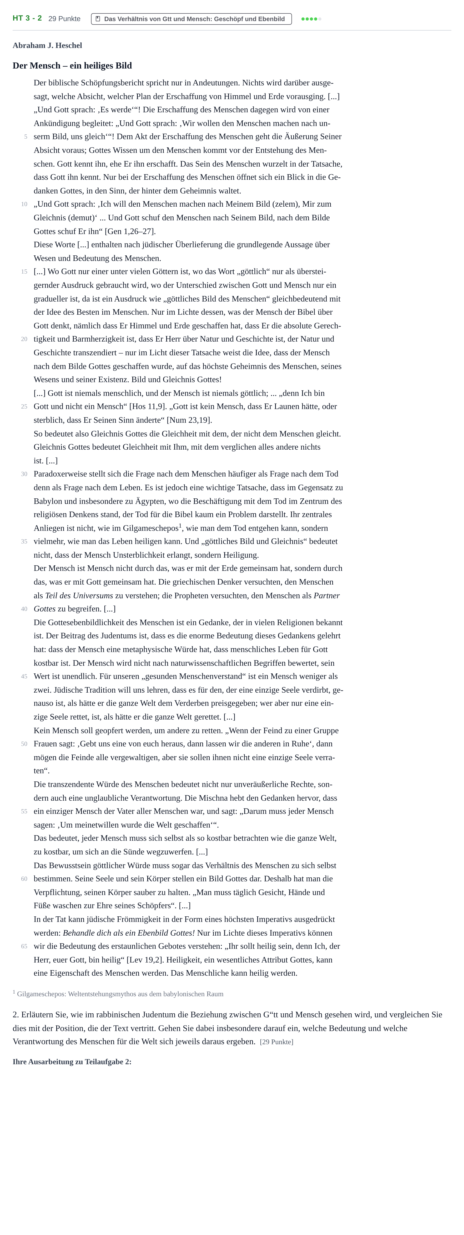 Aufgabenstellung: Aufgabe HT 3 - 2 · Abitur NRW Jüdische Religionslehre GK · Haupttermin 2021