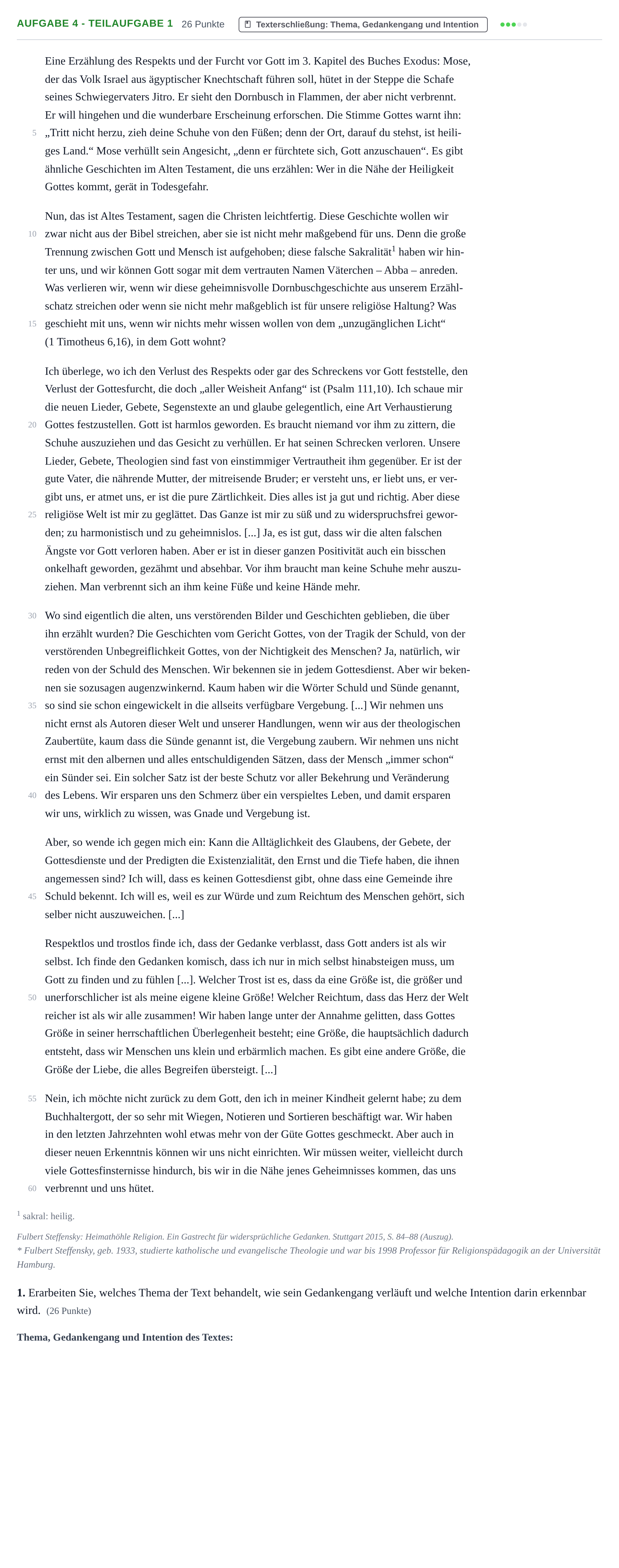 Aufgabenstellung: Aufgabe 4 - Teilaufgabe 1 · Abitur NRW Katholische Religion GK · Haupttermin · Weiterbildungskolleg 2021
