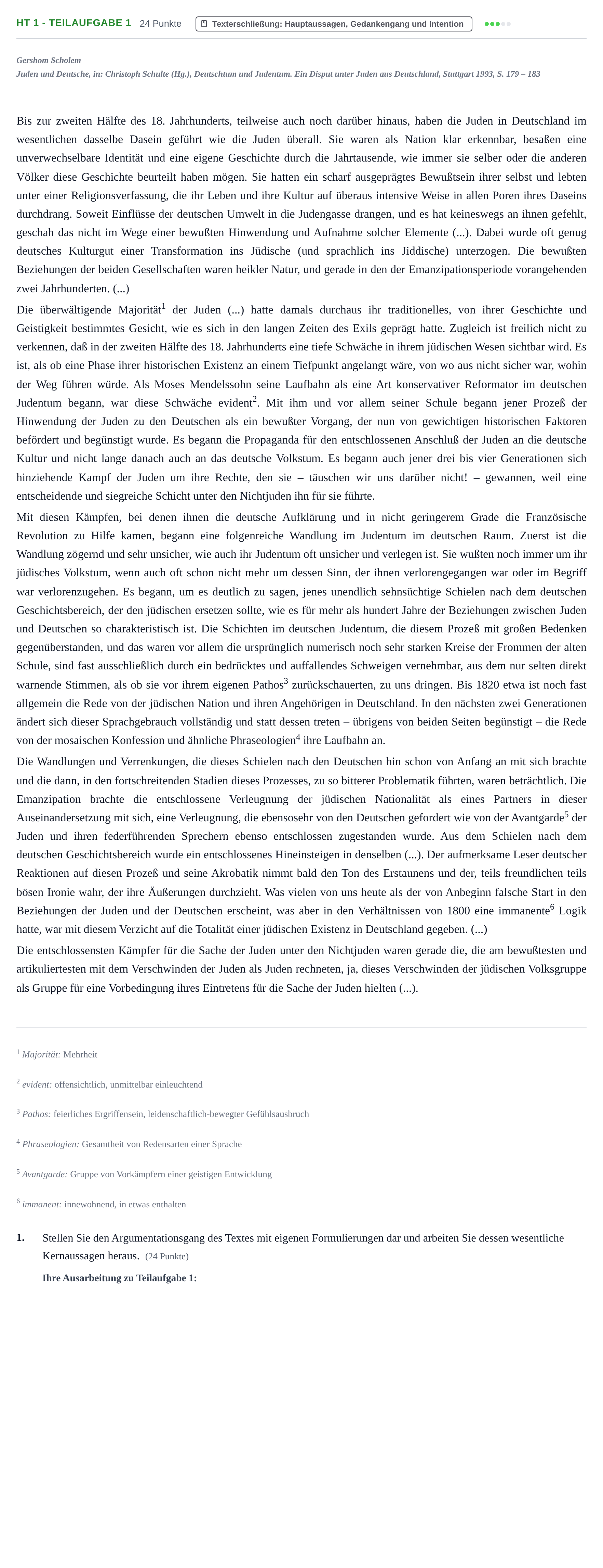 Aufgabenstellung: Aufgabe HT 1 - Teilaufgabe 1 · Abitur NRW Jüdische Religionslehre GK · Haupttermin 2022
