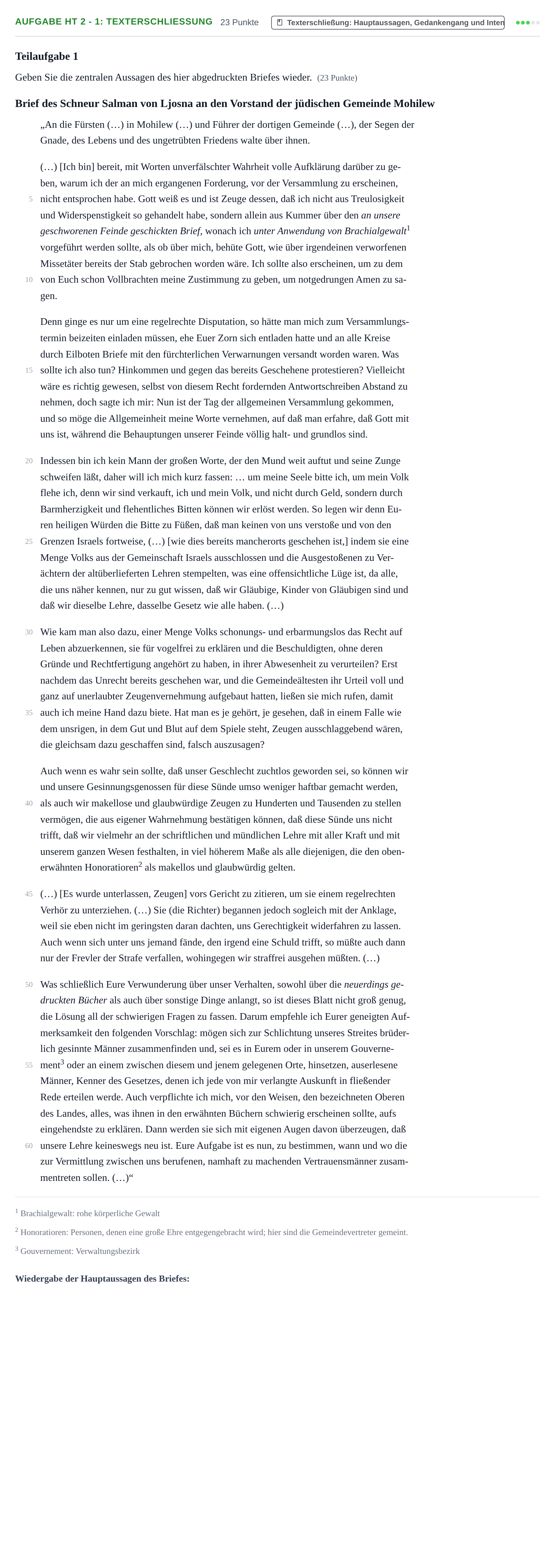 Aufgabenstellung: Aufgabe HT 2 - 1: Texterschließung · Abitur NRW Jüdische Religionslehre GK · Haupttermin 2023