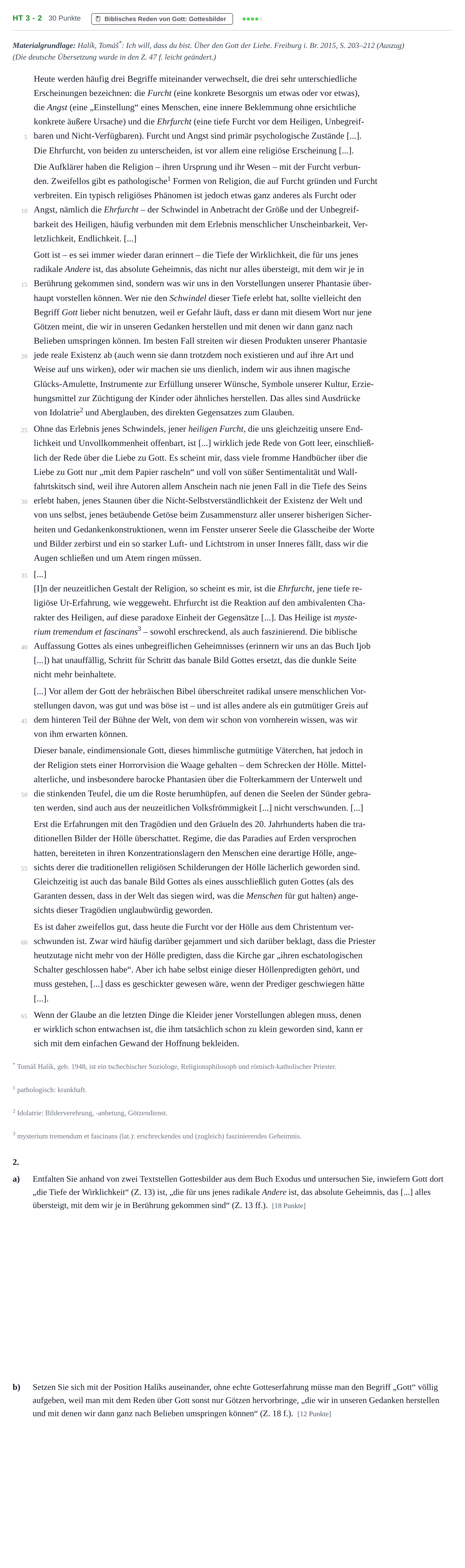 Aufgabenstellung: Aufgabe HT 3 - 2 · Abitur NRW Katholische Religion LK · Haupttermin 2021
