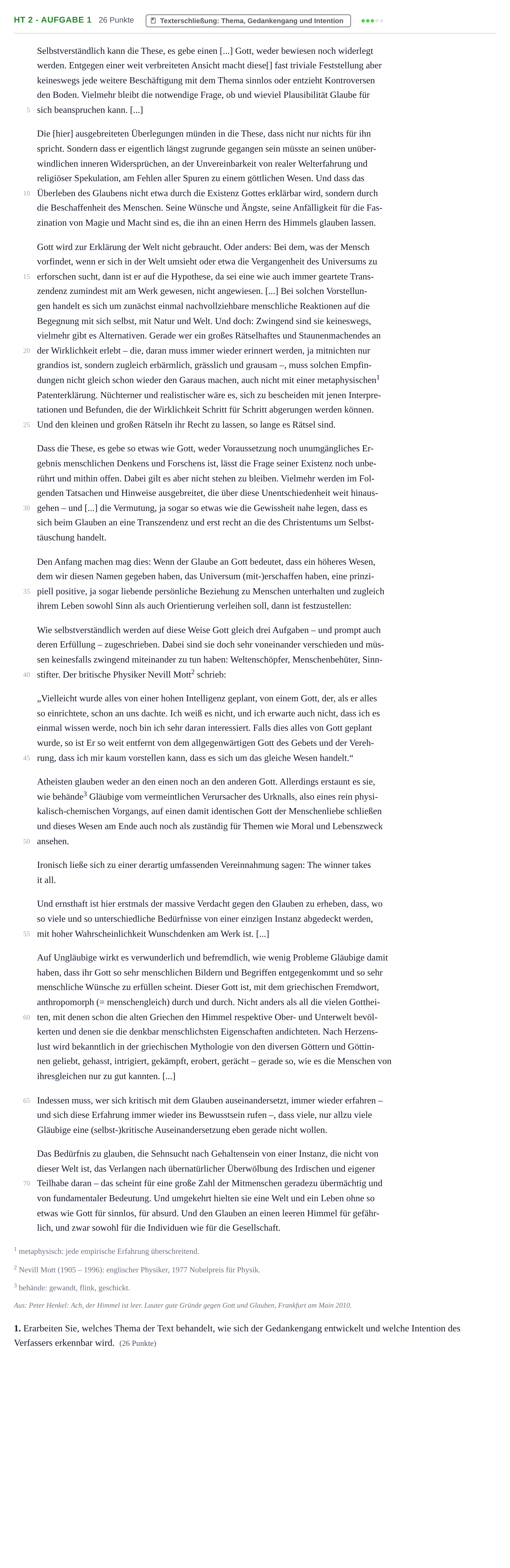 Aufgabenstellung: Aufgabe HT 2 - Aufgabe 1 · Abitur NRW Katholische Religion GK · Haupttermin 2022