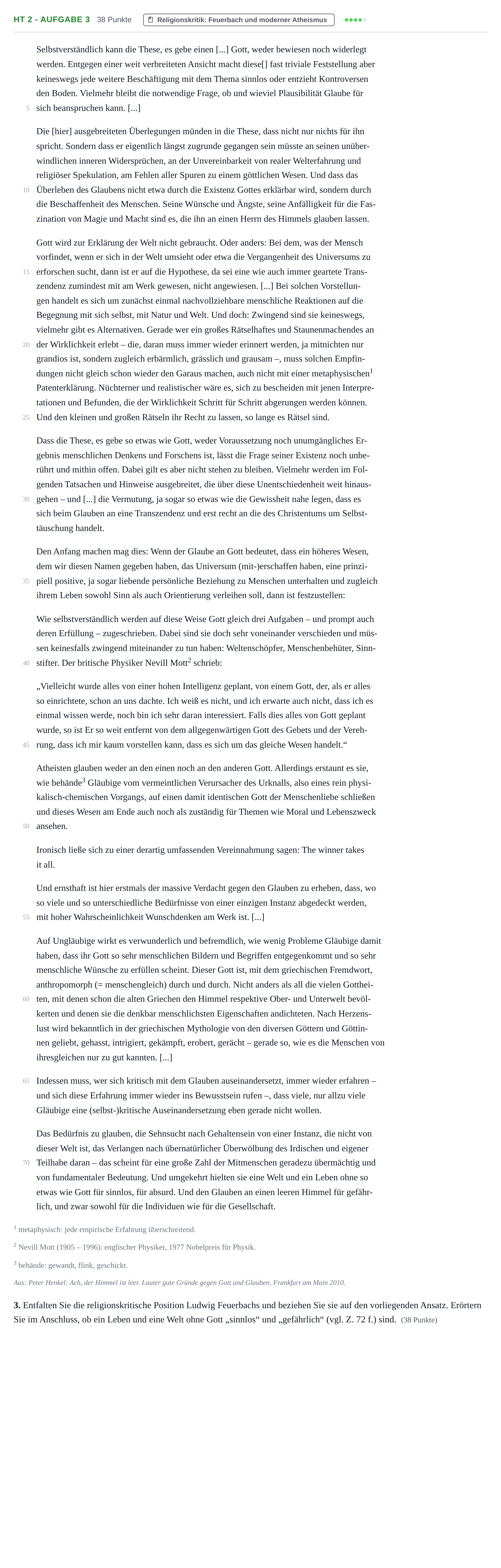Aufgabenstellung: Aufgabe HT 2 - Aufgabe 3 · Abitur NRW Katholische Religion GK · Haupttermin 2022