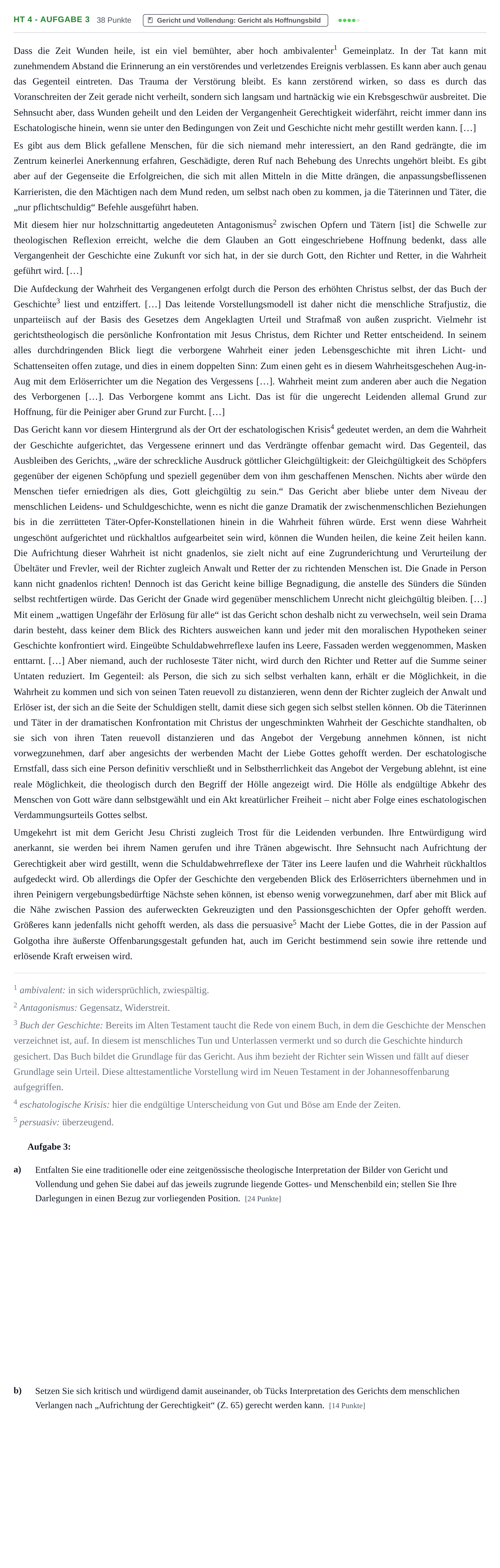 Aufgabenstellung: Aufgabe HT 4 - Aufgabe 3 · Abitur NRW Katholische Religion GK · Haupttermin 2022