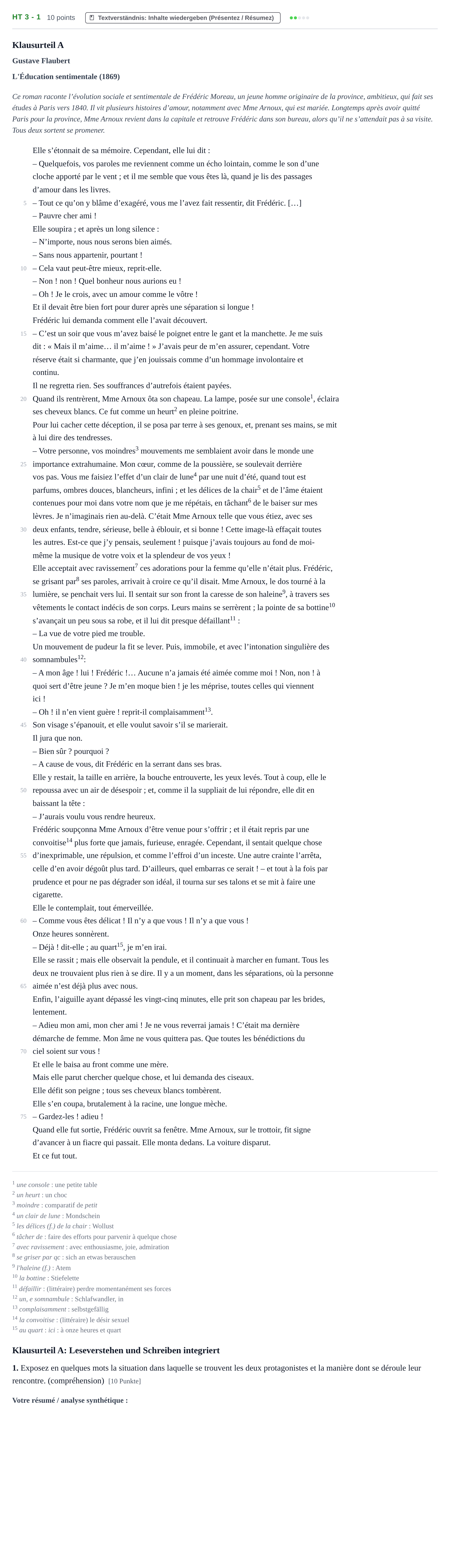 Aufgabenstellung: Aufgabe HT 3 - 1 · Abitur NRW Französisch LK · Haupttermin · fortgeführt 2021
