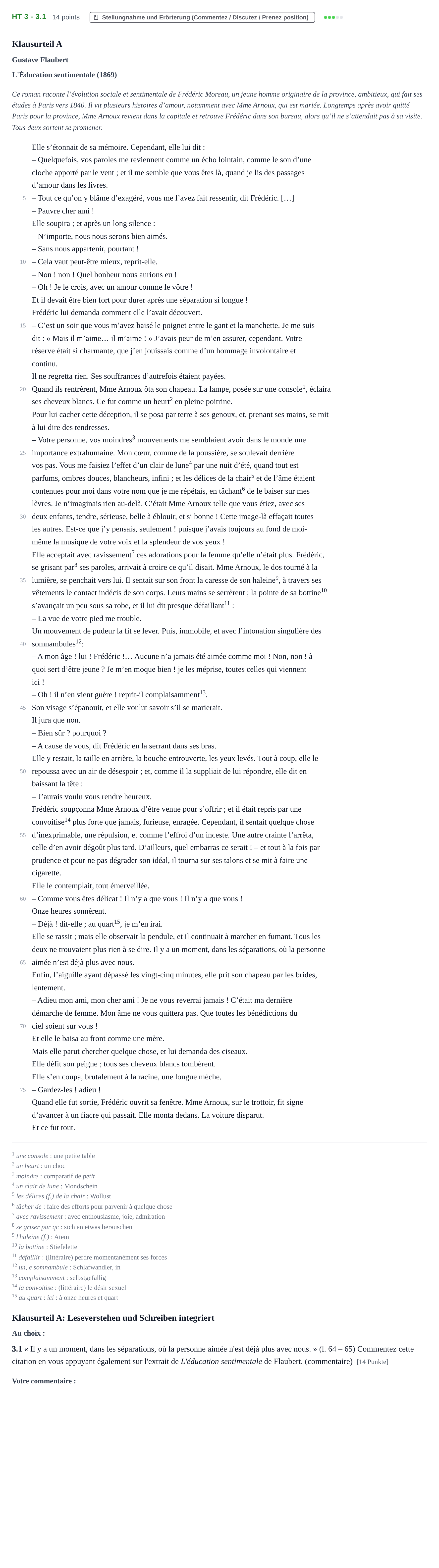 Aufgabenstellung: Aufgabe HT 3 - 3.1 · Abitur NRW Französisch LK · Haupttermin · fortgeführt 2021