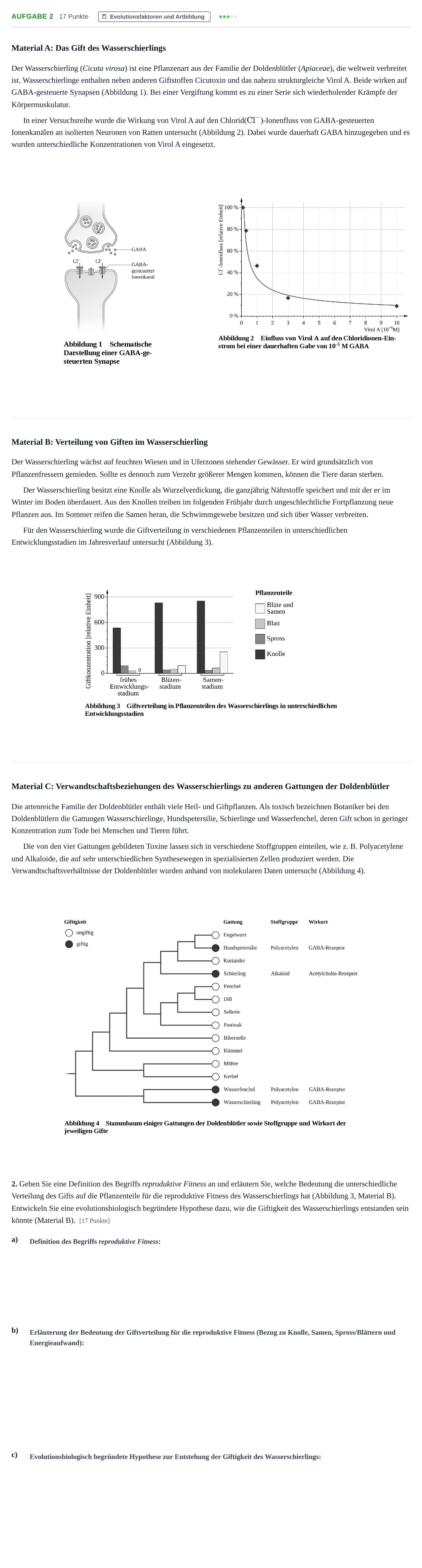 Aufgabenstellung: Aufgabe 2 - Evolutionsfaktoren und Artbildung · Abitur NRW Biologie GK · Haupttermin · Weiterbildungskolleg 2022