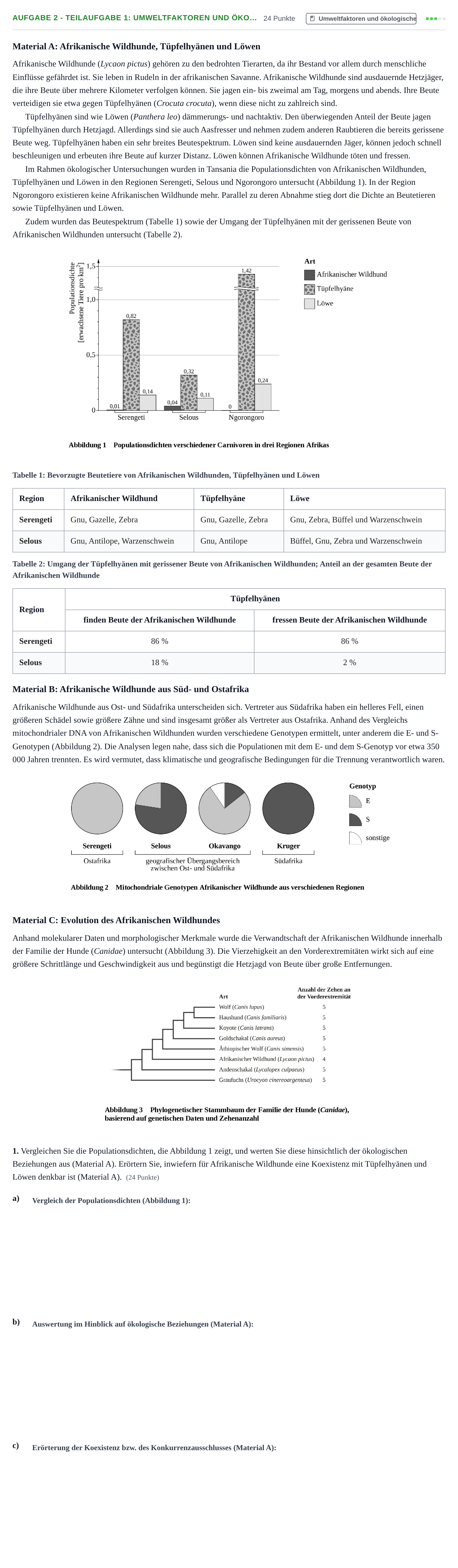 Aufgabenstellung: Aufgabe 2 - Teilaufgabe 1: Umweltfaktoren und öko… · Abitur NRW Biologie GK · Nachtermin 2022