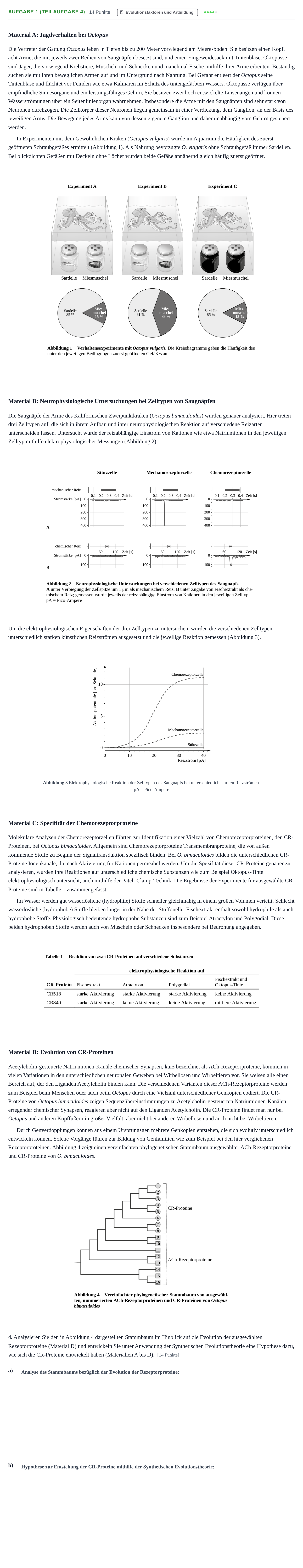 Aufgabenstellung: Aufgabe 1 (Teilaufgabe 4) - Evolution · Abitur NRW Biologie LK · Haupttermin 2022