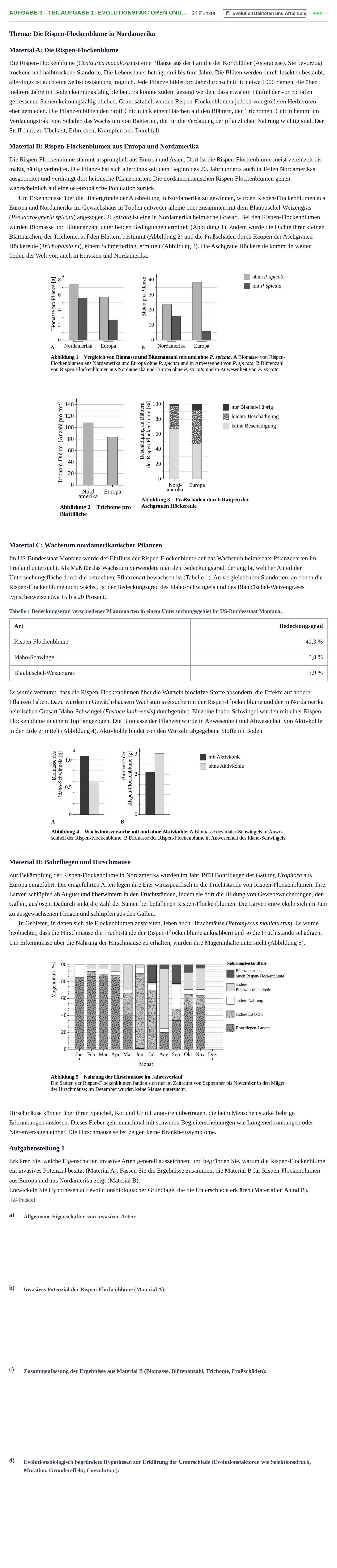 Aufgabenstellung: Aufgabe 3 - Teilaufgabe 1: Evolutionsfaktoren und… · Abitur NRW Biologie LK · Haupttermin · Weiterbildungskolleg 2022