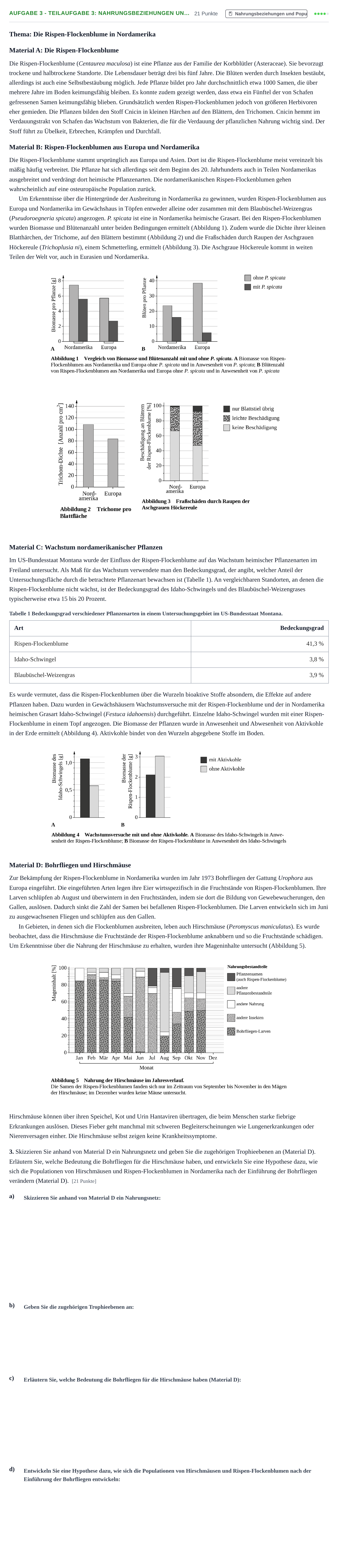 Aufgabenstellung: Aufgabe 3 - Teilaufgabe 3: Nahrungsbeziehungen un… · Abitur NRW Biologie LK · Haupttermin · Weiterbildungskolleg 2022