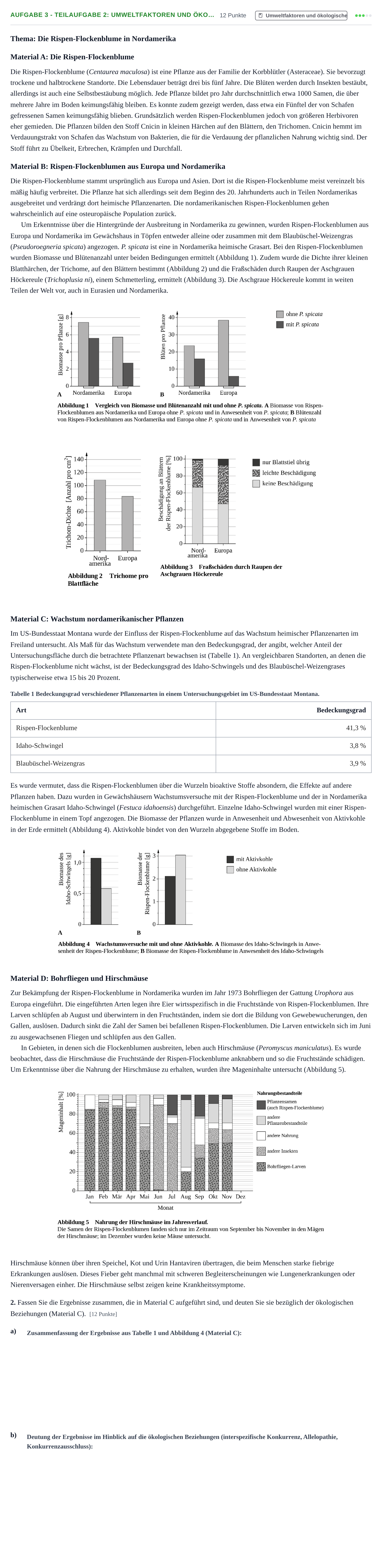 Aufgabenstellung: Aufgabe 3 - Teilaufgabe 2: Umweltfaktoren und öko… · Abitur NRW Biologie LK · Haupttermin · Weiterbildungskolleg 2022