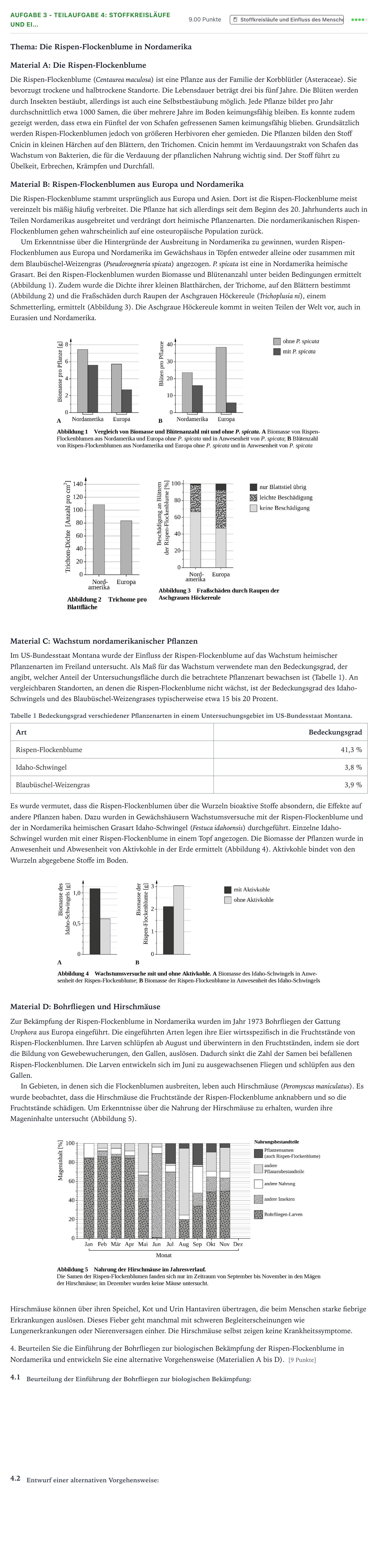 Aufgabenstellung: Aufgabe 3 - Teilaufgabe 4: Stoffkreisläufe und Ei… · Abitur NRW Biologie LK · Haupttermin · Weiterbildungskolleg 2022