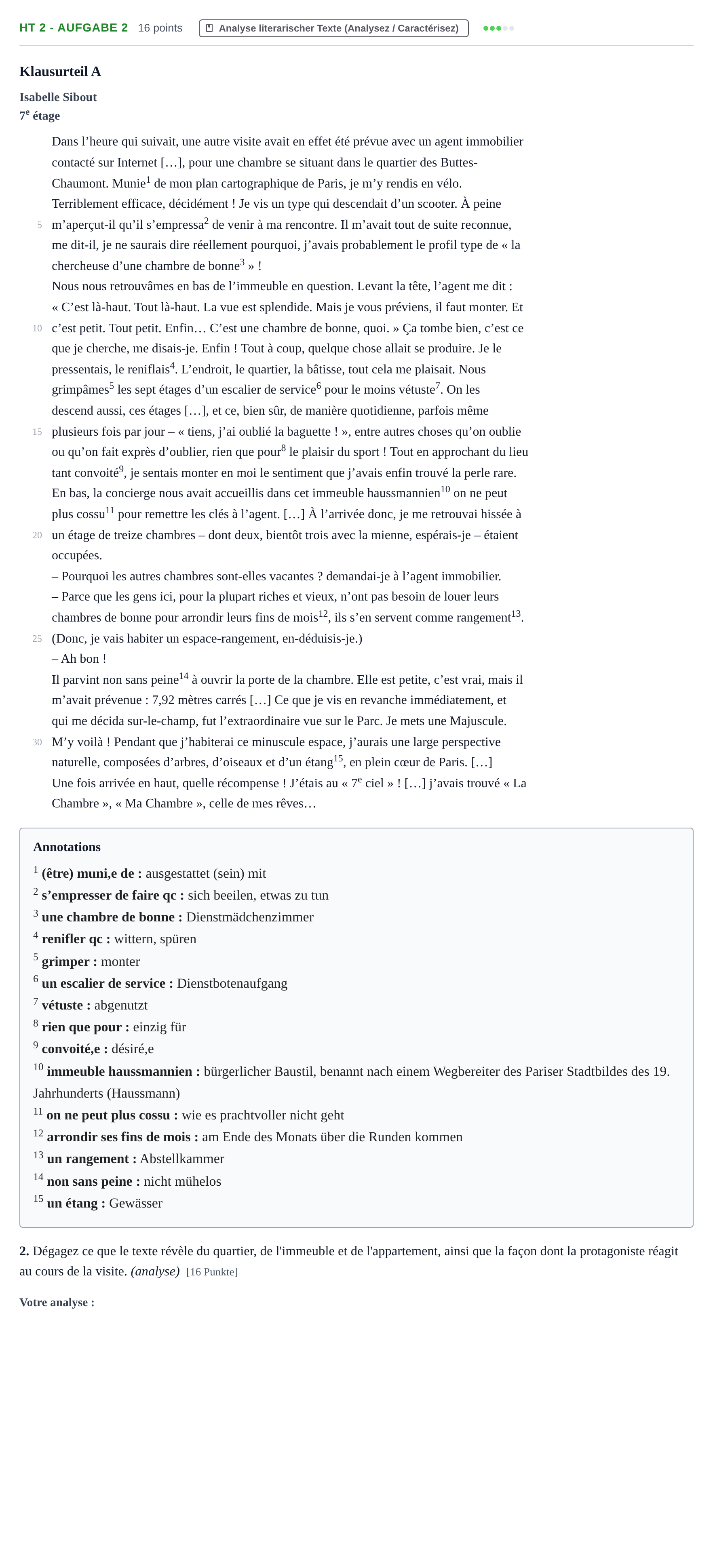 Aufgabenstellung: Aufgabe HT 2 - Aufgabe 2 · Abitur NRW Französisch GK · Haupttermin · neu einsetzend 2022