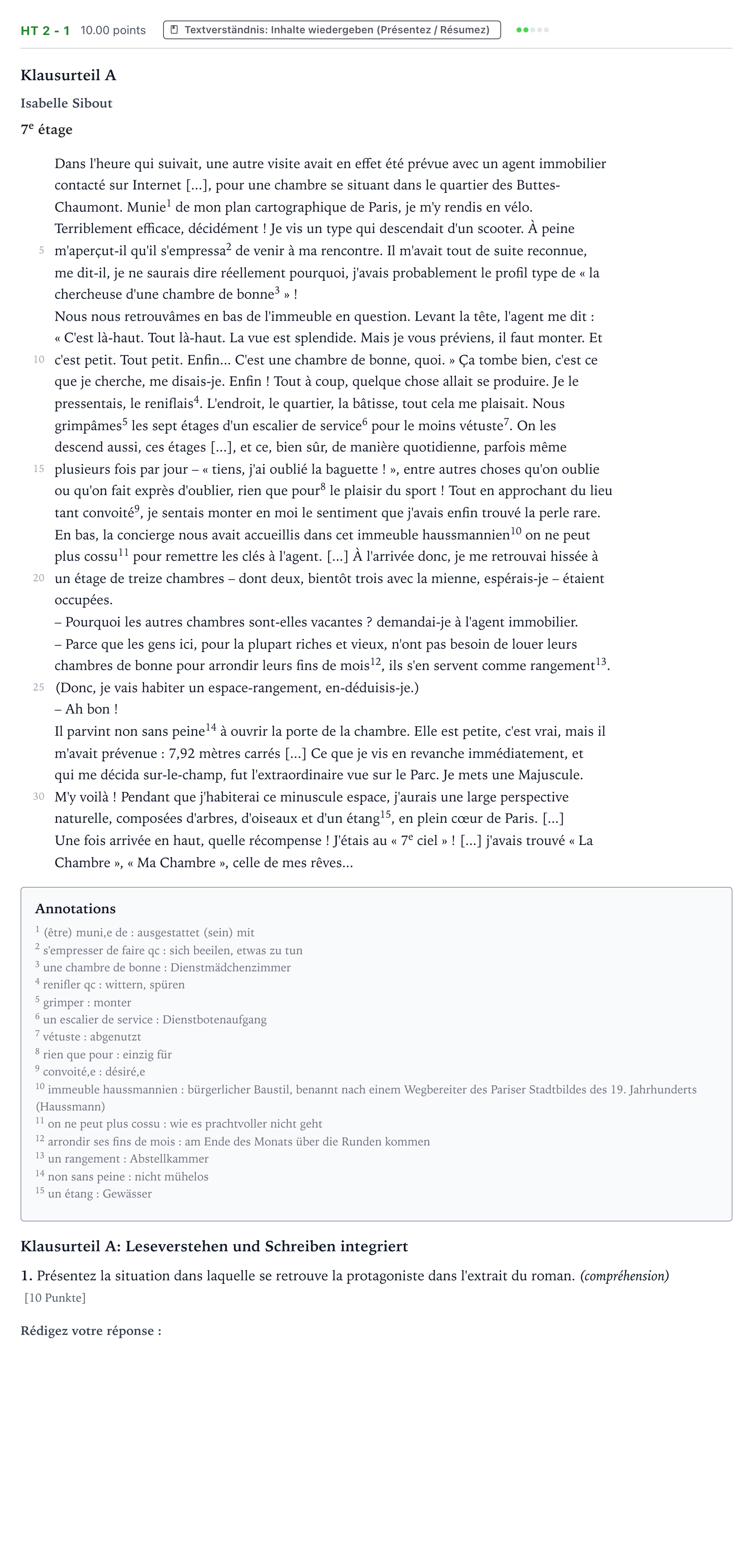 Aufgabenstellung: Aufgabe HT 2 - 1 · Abitur NRW Französisch GK · Haupttermin · neu einsetzend · Weit 2022