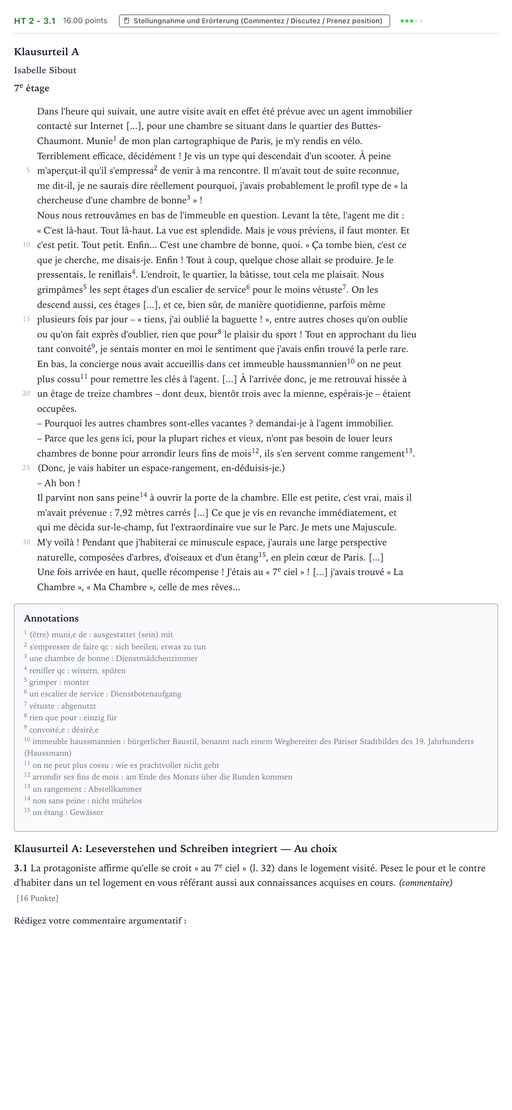 Aufgabenstellung: Aufgabe HT 2 - 3.1 · Abitur NRW Französisch GK · Haupttermin · neu einsetzend · Weit 2022