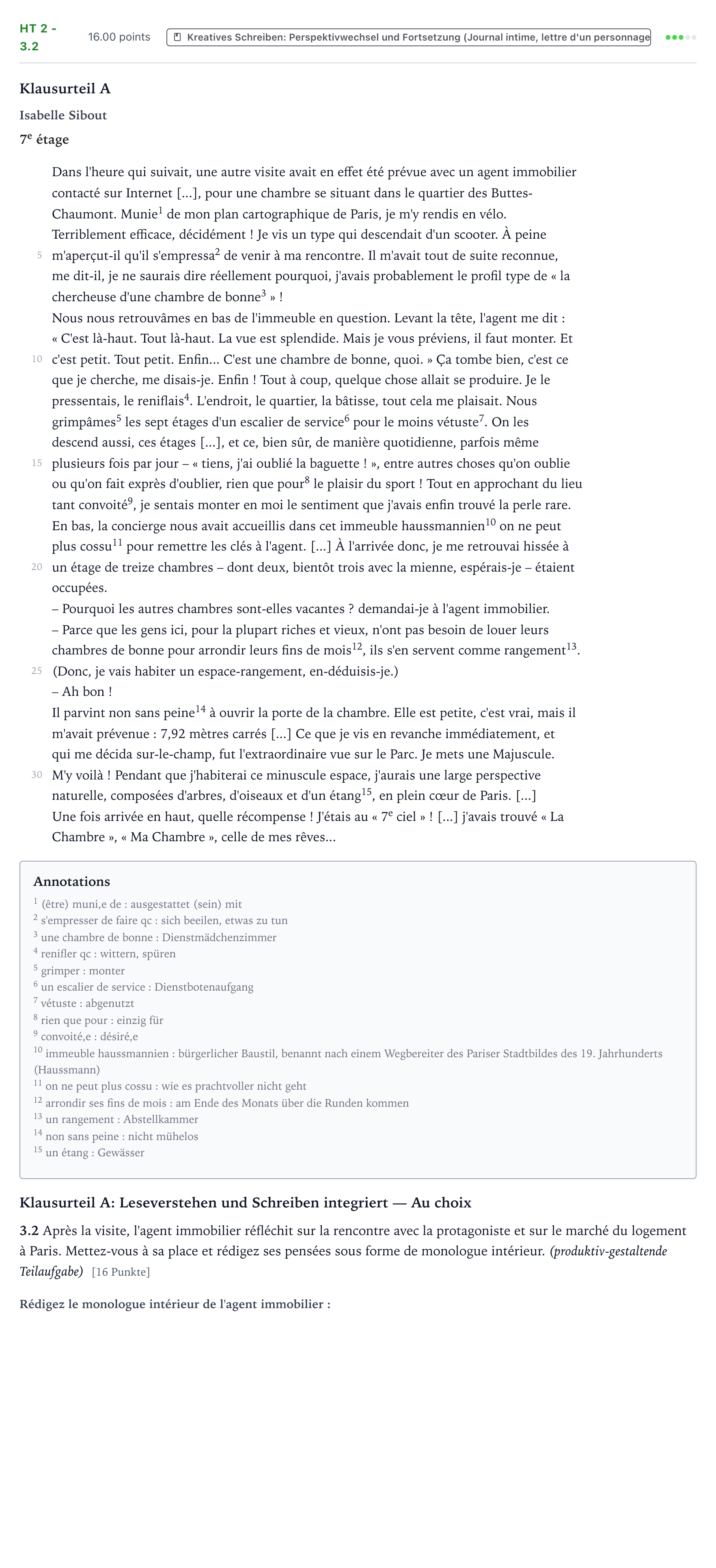 Aufgabenstellung: Aufgabe HT 2 - 3.2 · Abitur NRW Französisch GK · Haupttermin · neu einsetzend · Weit 2022