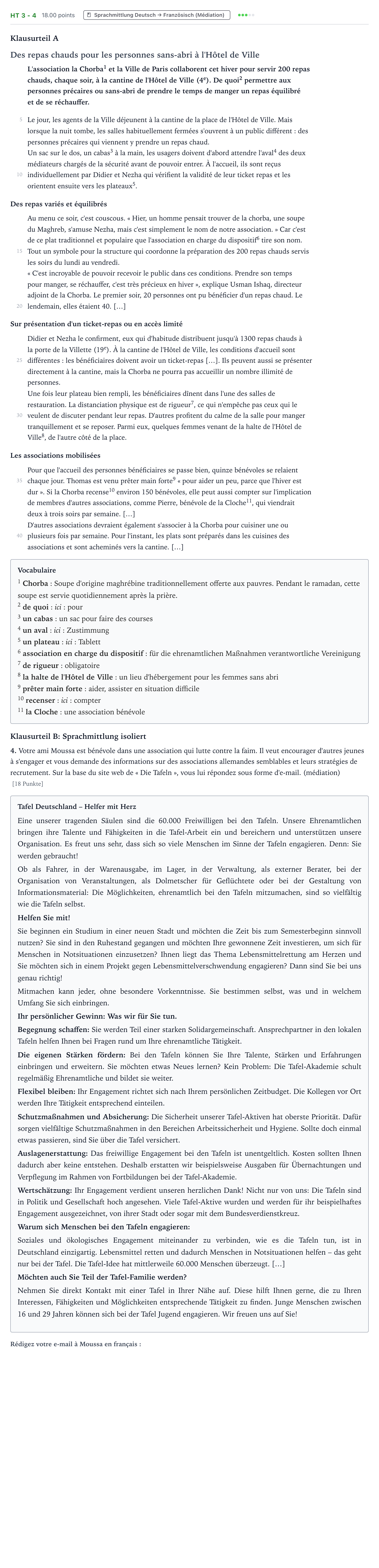 Aufgabenstellung: Aufgabe HT 3 - 4 · Abitur NRW Französisch GK · Haupttermin · neu einsetzend · Weit 2022