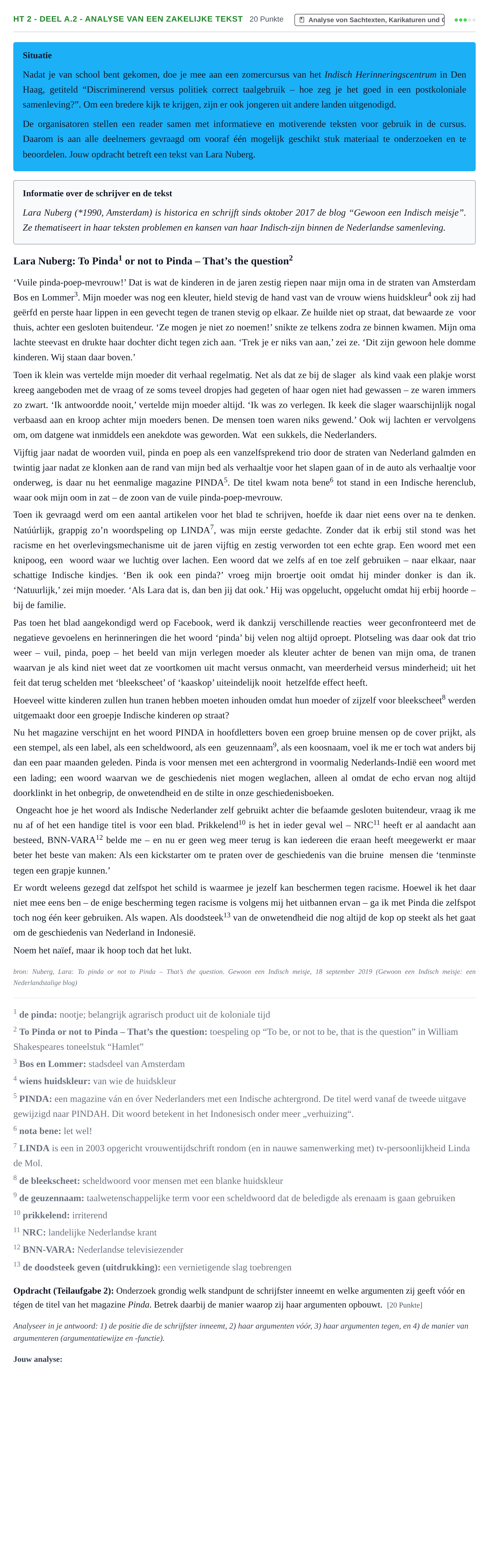 Aufgabenstellung: Aufgabe HT 2 - Deel A.2 - Analyse van een zakelijke tekst · Abitur NRW Niederländisch GK · Haupttermin · fortgeführt 2021