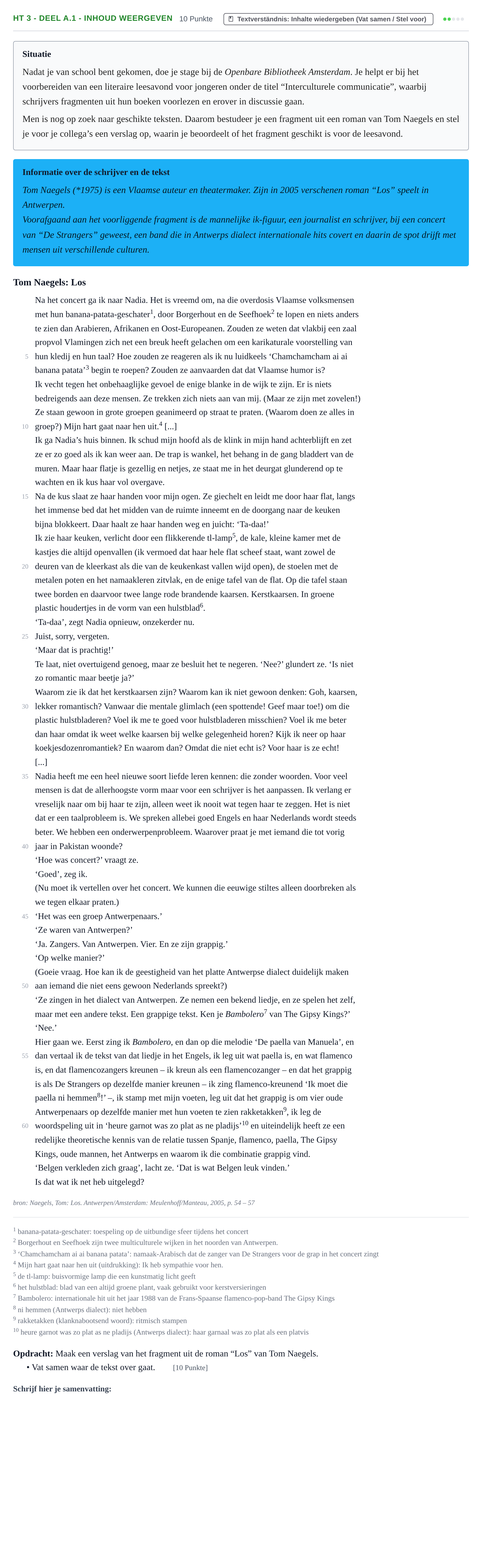 Aufgabenstellung: Aufgabe HT 3 - Deel A.1 - Inhoud weergeven · Abitur NRW Niederländisch GK · Haupttermin · fortgeführt 2021
