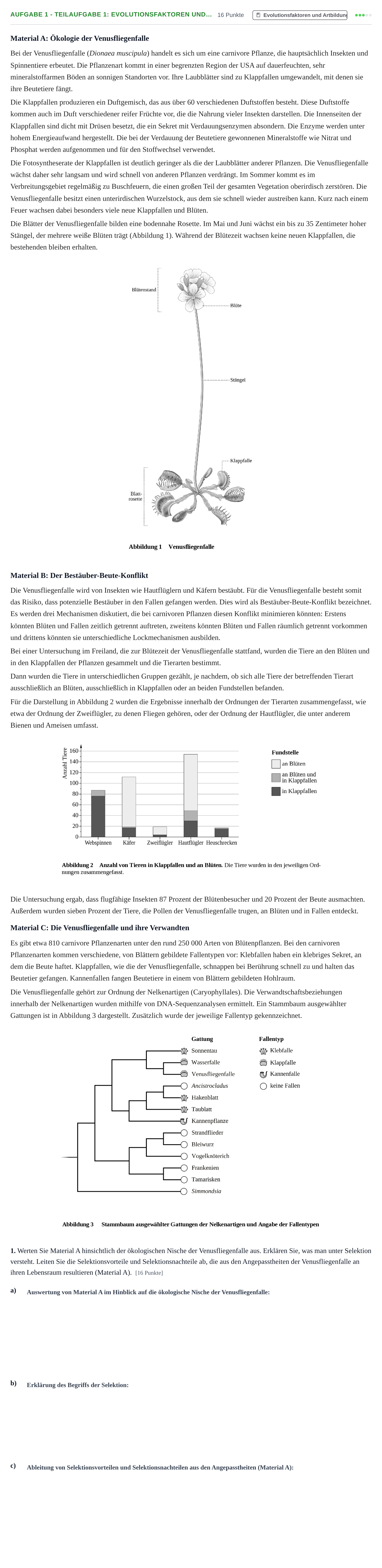 Aufgabenstellung: Aufgabe 1 - Teilaufgabe 1: Evolutionsfaktoren und… · Abitur NRW Biologie GK · Nachtermin 2023