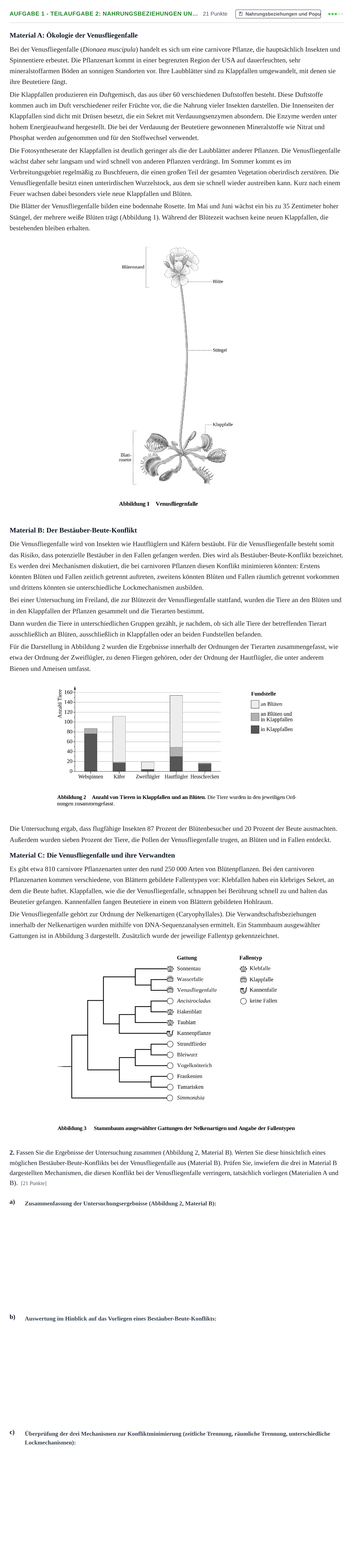 Aufgabenstellung: Aufgabe 1 - Teilaufgabe 2: Nahrungsbeziehungen un… · Abitur NRW Biologie GK · Nachtermin 2023
