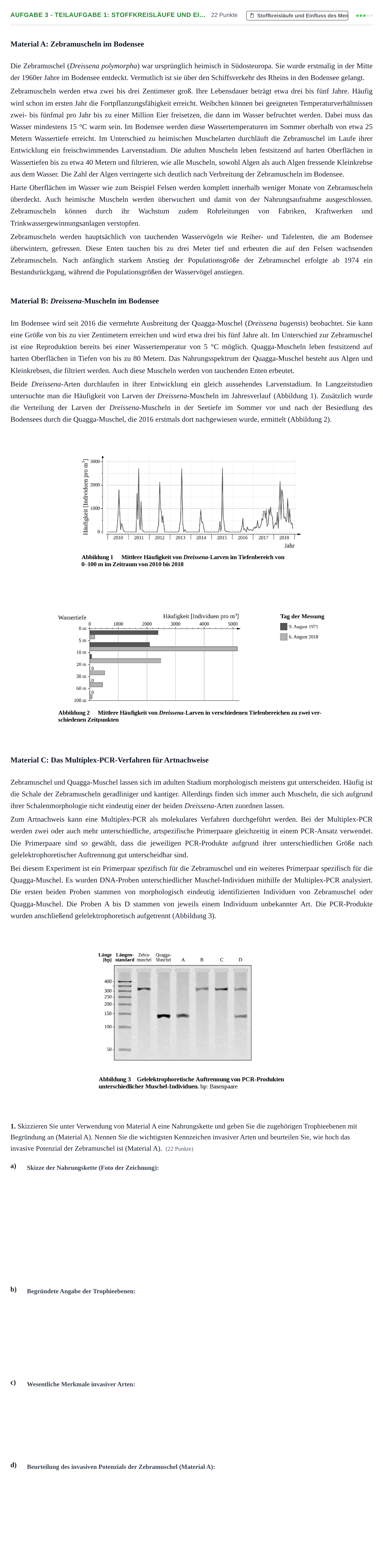 Aufgabenstellung: Aufgabe 3 - Teilaufgabe 1: Stoffkreisläufe und Ei… · Abitur NRW Biologie GK · Nachtermin 2023