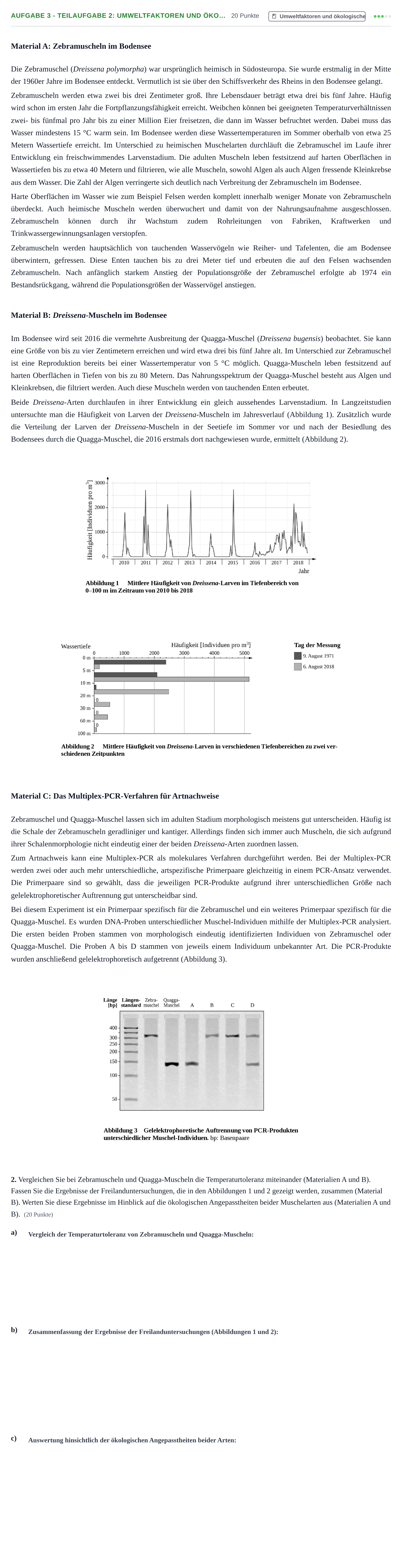 Aufgabenstellung: Aufgabe 3 - Teilaufgabe 2: Umweltfaktoren und öko… · Abitur NRW Biologie GK · Nachtermin 2023