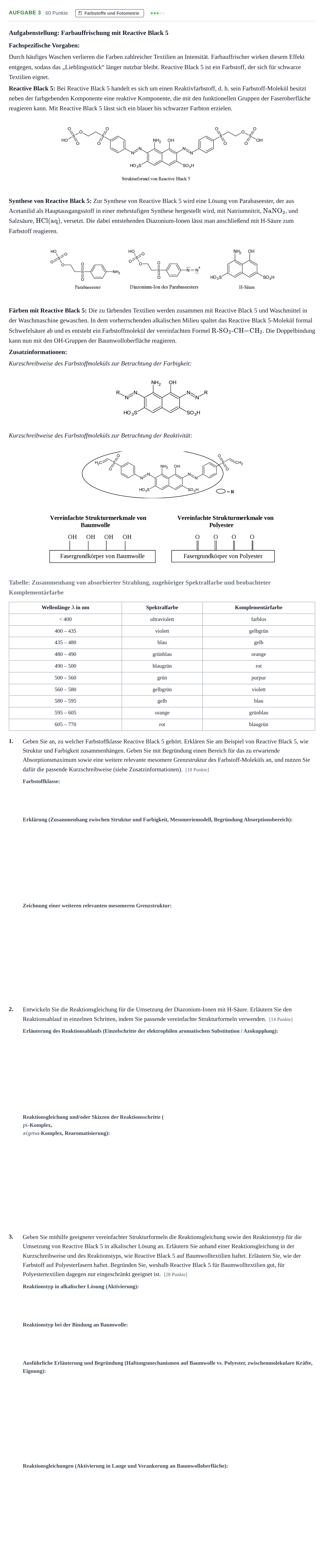Aufgabenstellung: Aufgabe 3 · Abitur NRW Chemie GK · Haupttermin · Weiterbildungskolleg 2021