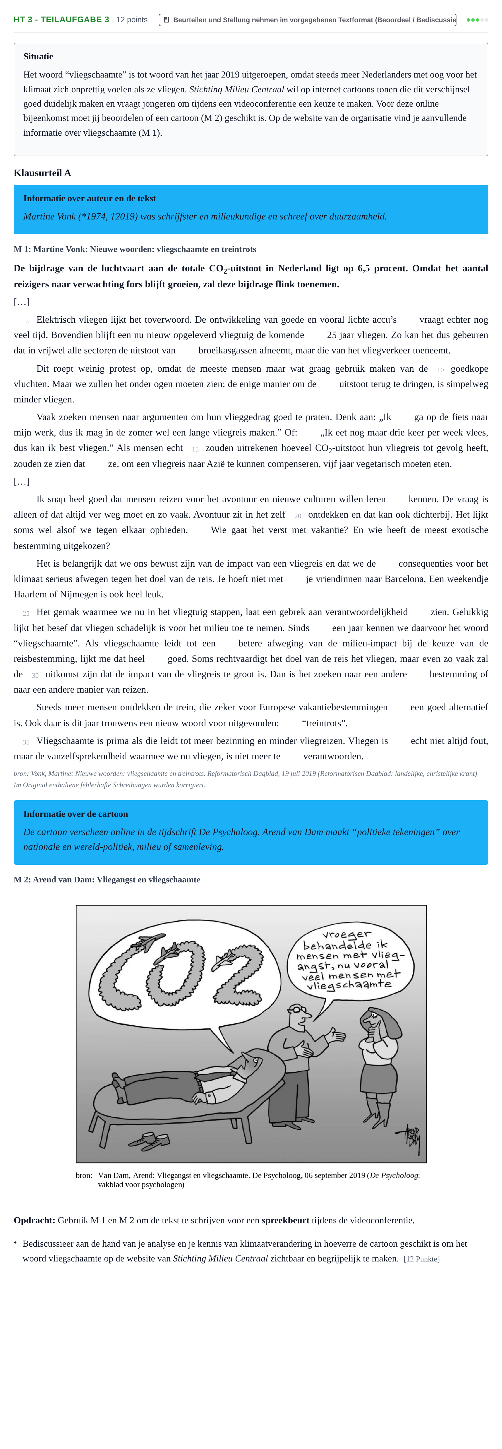 Aufgabenstellung: Aufgabe HT 3 - Teilaufgabe 3 · Abitur NRW Niederländisch GK · Haupttermin · neu einsetzend · Weit 2021
