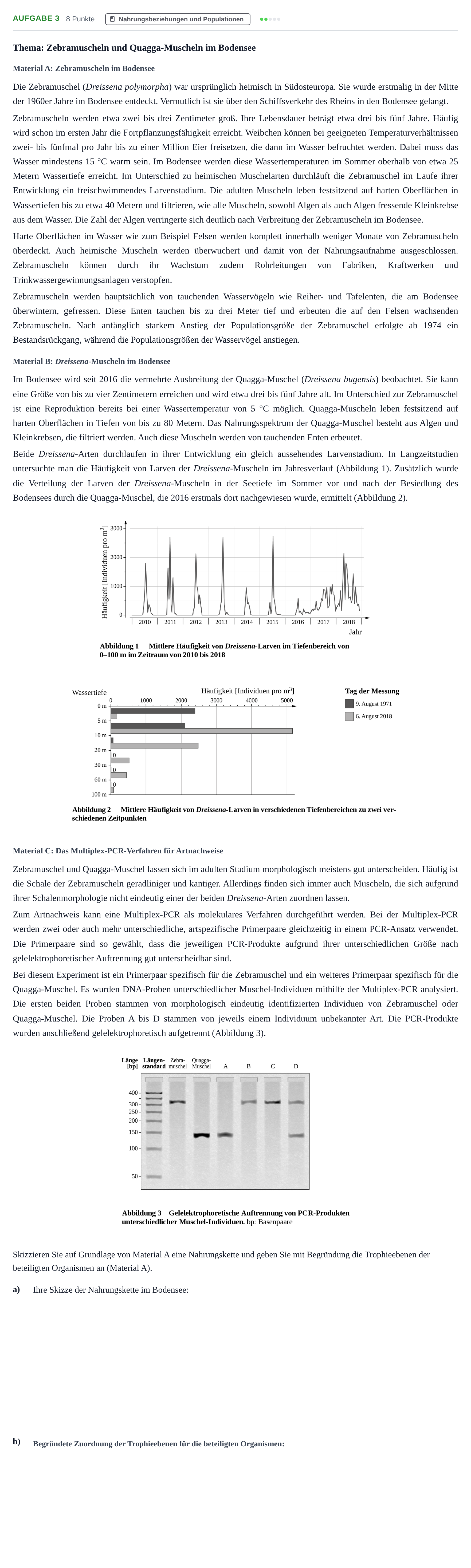 Aufgabenstellung: Aufgabe 3 - Nahrungsbeziehungen · Abitur NRW Biologie GK · Nachtermin · Weiterbildungskolleg 2023