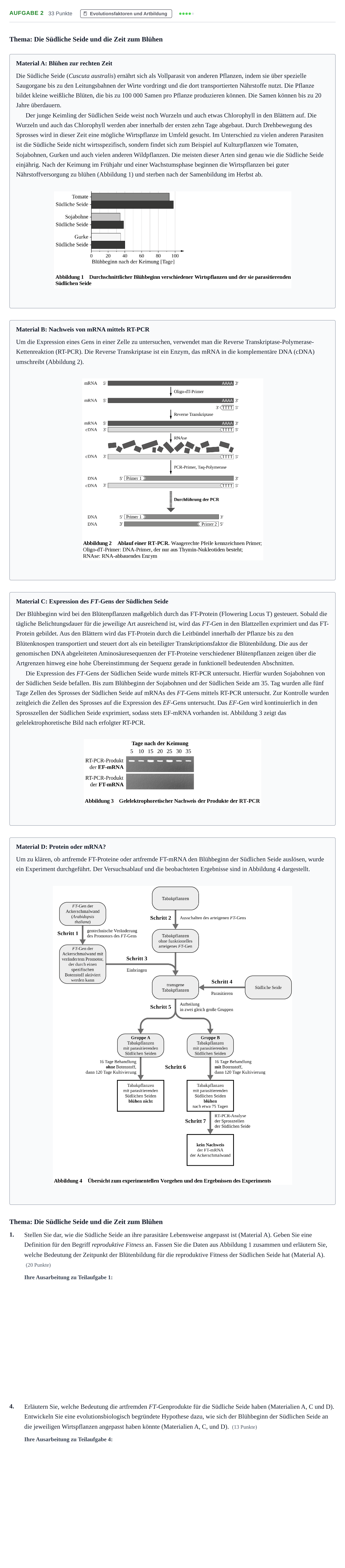 Aufgabenstellung: Aufgabe 2 - Evolutionsfaktoren und Artbildung · Abitur NRW Biologie LK · Haupttermin 2023