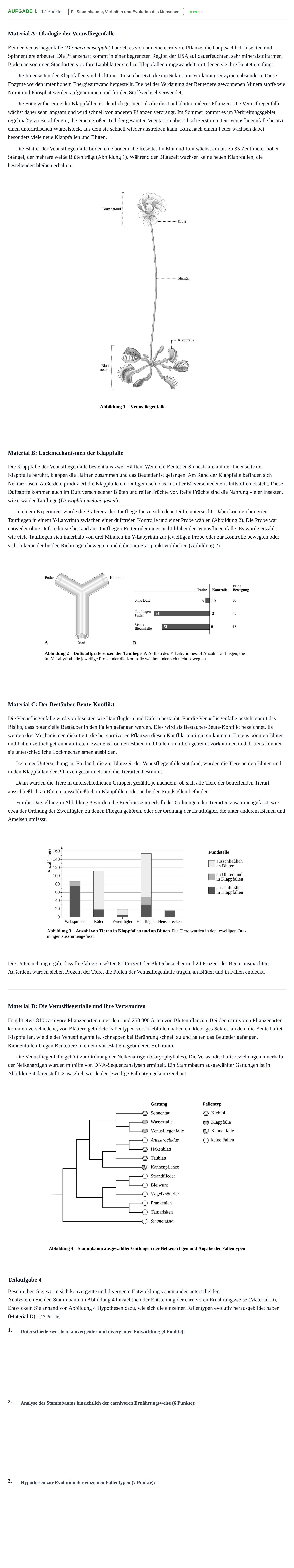 Aufgabenstellung: Aufgabe 1 - Stammbäume, Verhalten und Evolution d… · Abitur NRW Biologie LK · Nachtermin 2023