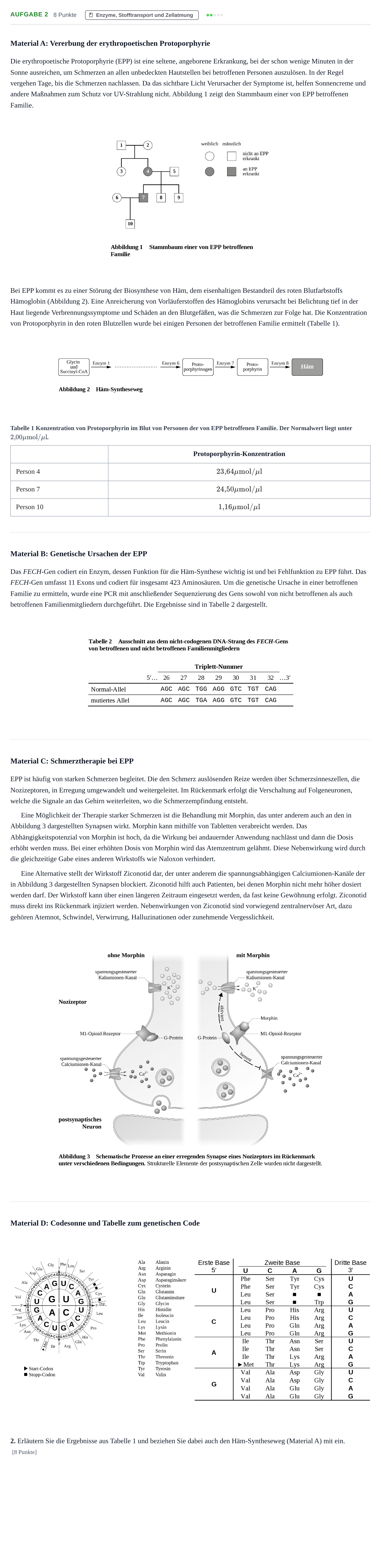 Aufgabenstellung: Aufgabe 2 - Enzyme, Stofftransport und Zellatmung · Abitur NRW Biologie LK · Nachtermin 2023